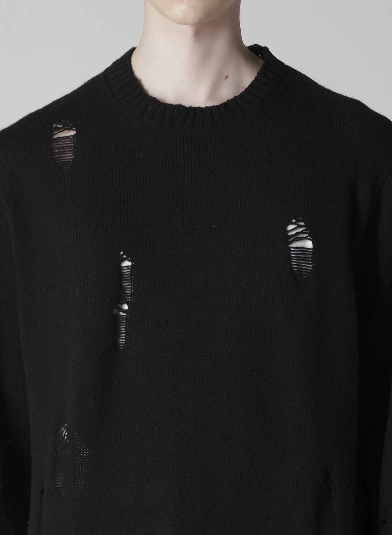 PLAIN STITCH CRASHED ROUND NECK PULLOVER