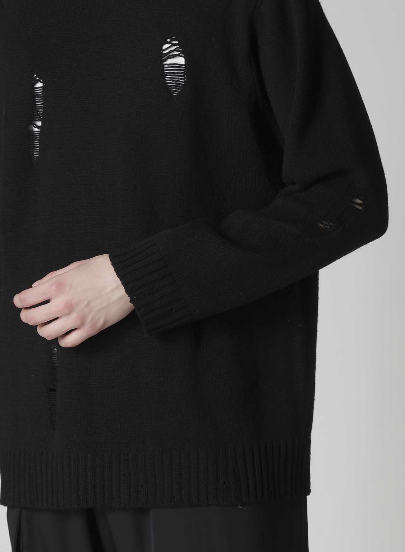 PLAIN STITCH CRASHED ROUND NECK PULLOVER
