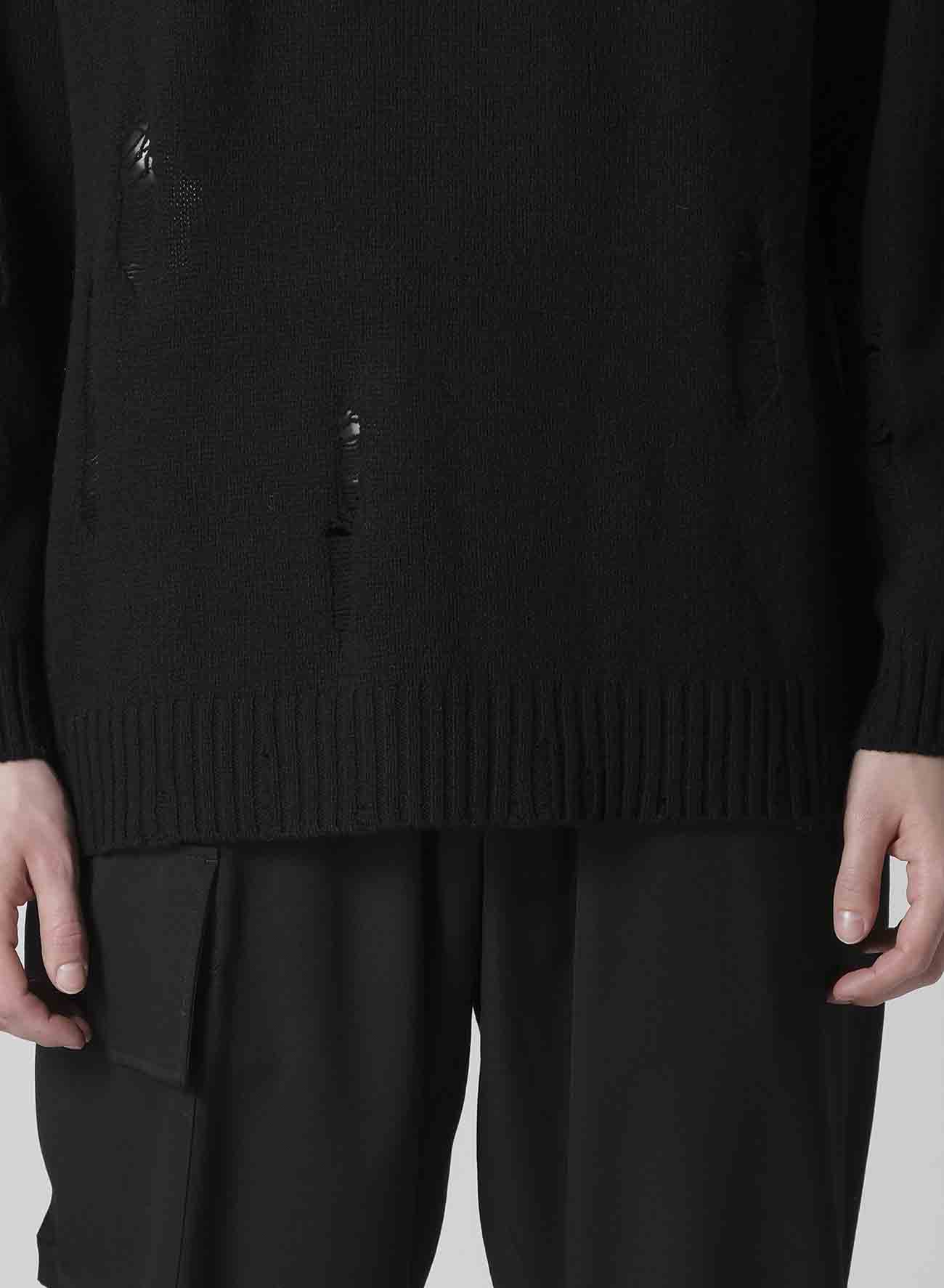 PLAIN STITCH CRASHED ROUND NECK PULLOVER