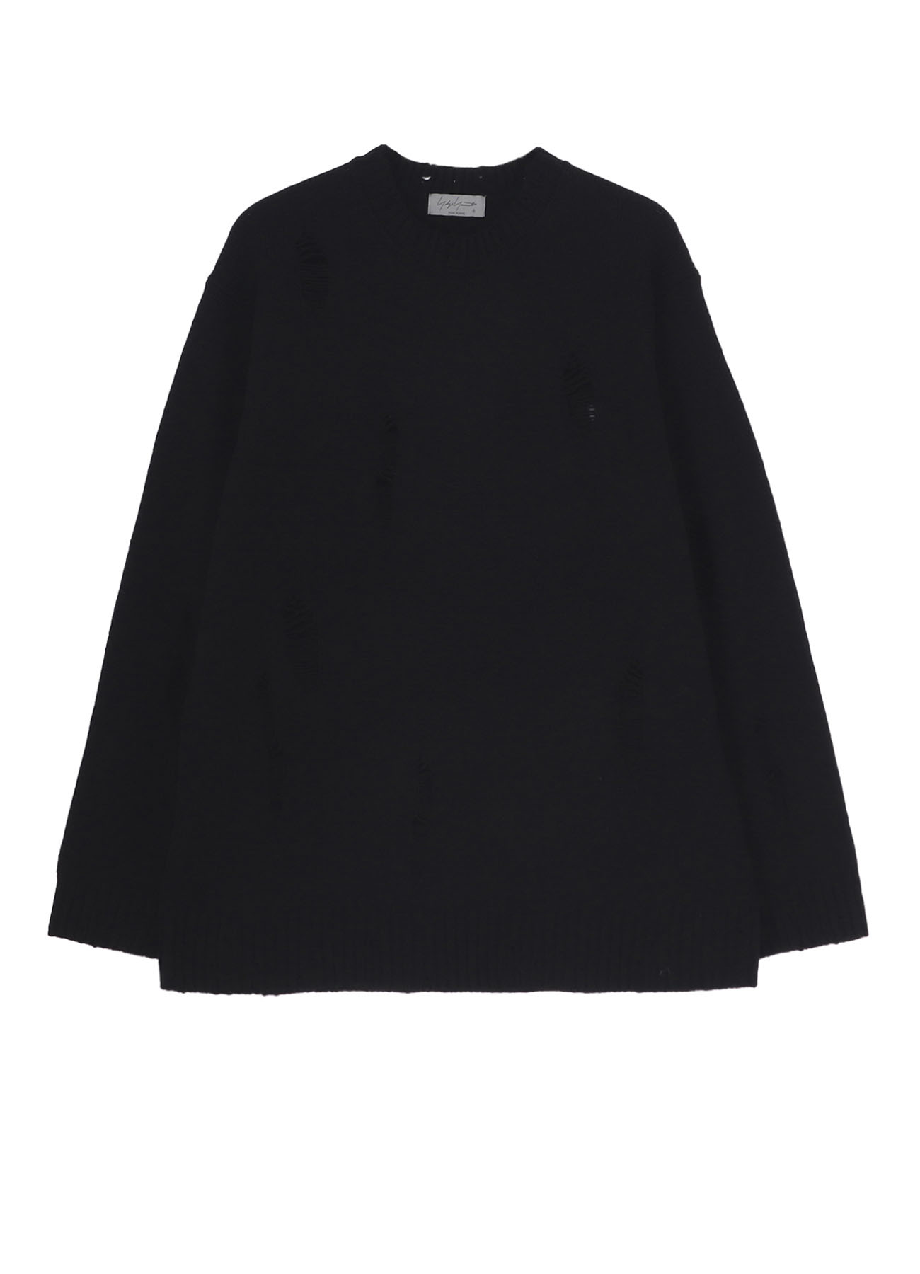 PLAIN STITCH CRASHED ROUND NECK PULLOVER