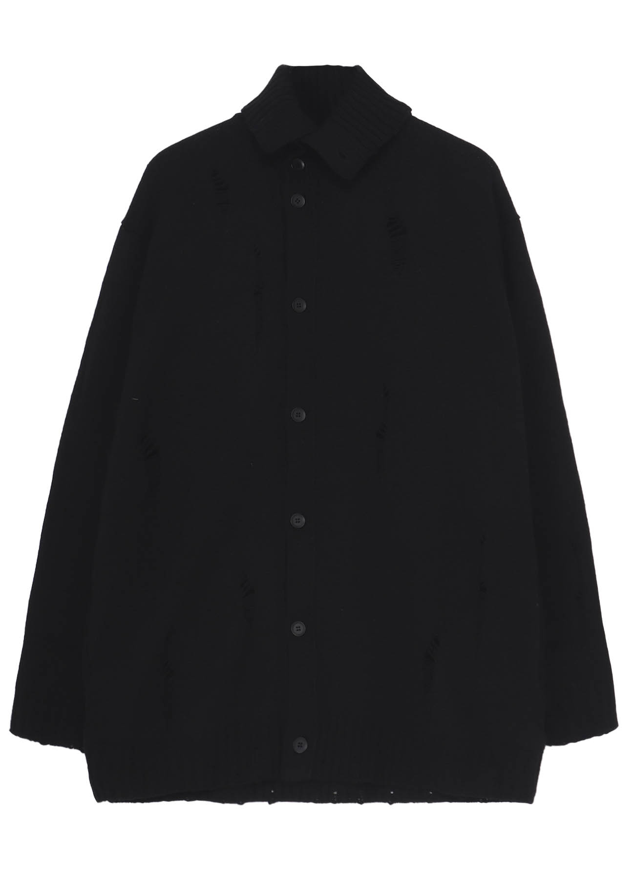 PLAIN STITCH CRASHED HIGH NECK CARDIGAN