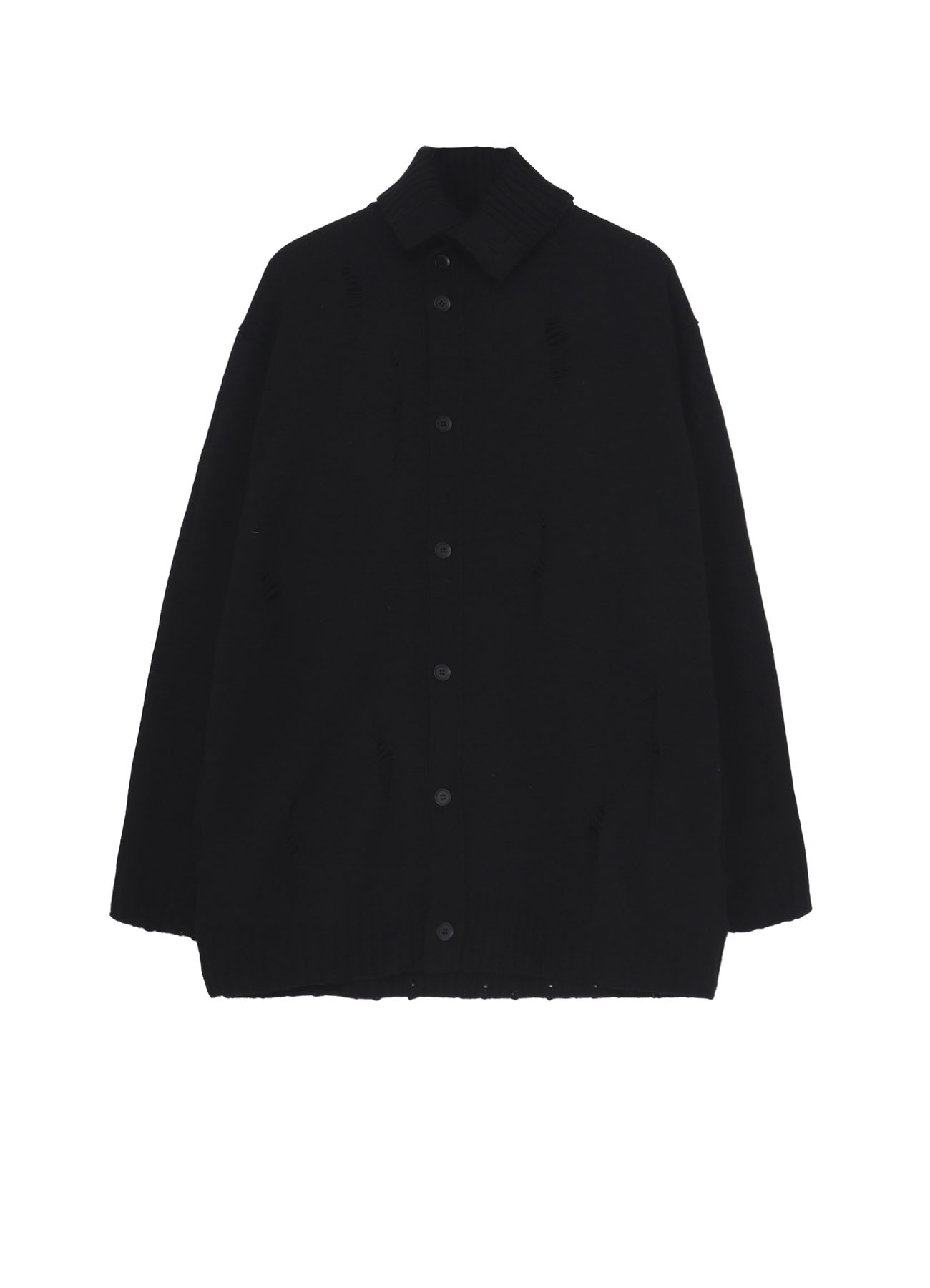 PLAIN STITCH CRASHED HIGH NECK CARDIGAN