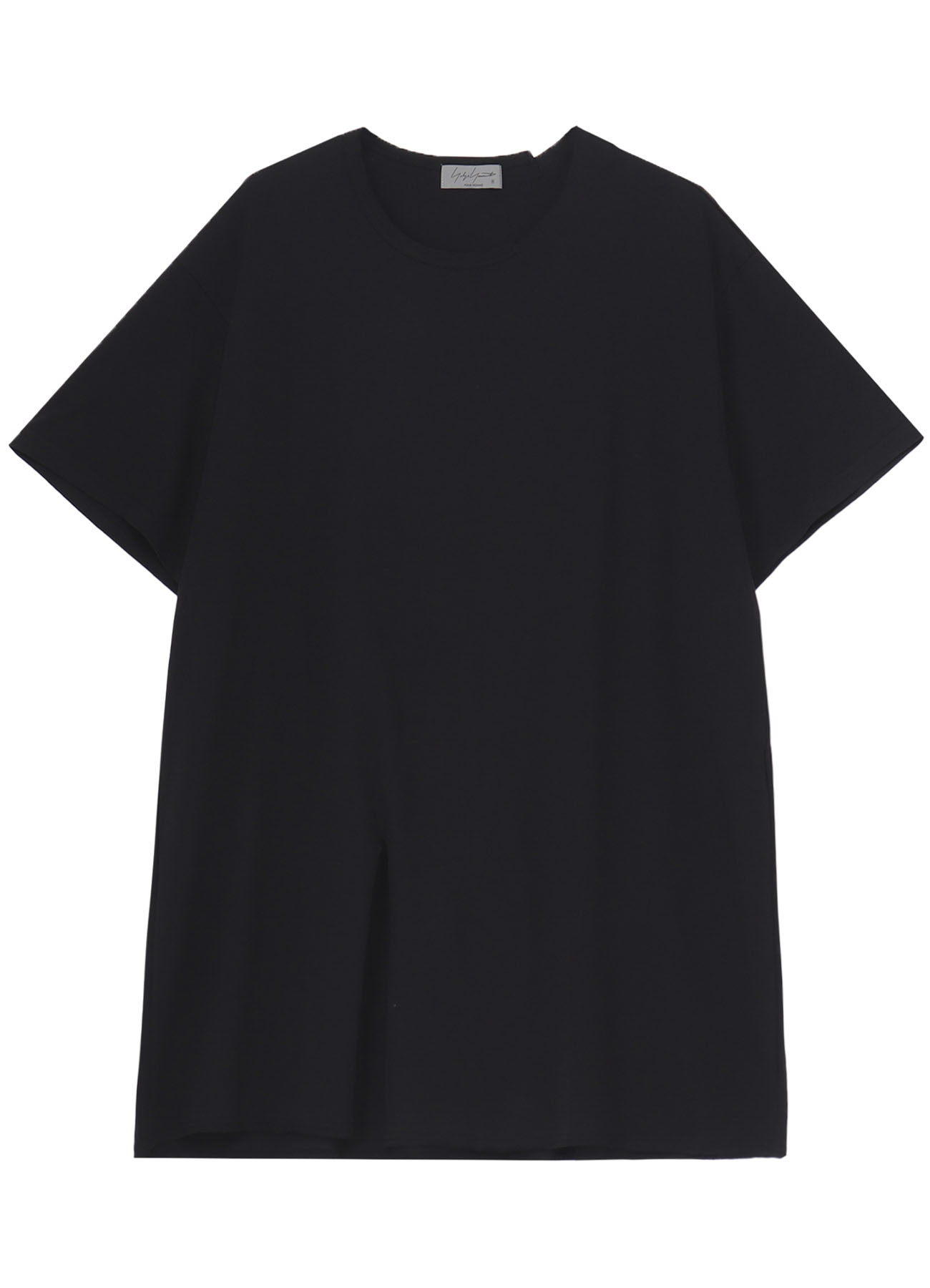 WOOL MIX SINGLE JERSEY SLIT ROUND NECK T