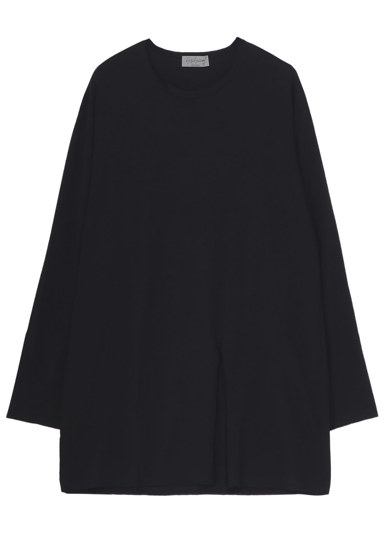 WOOL MIX SINGLE JERSEY SLIT ROUND NECK T
