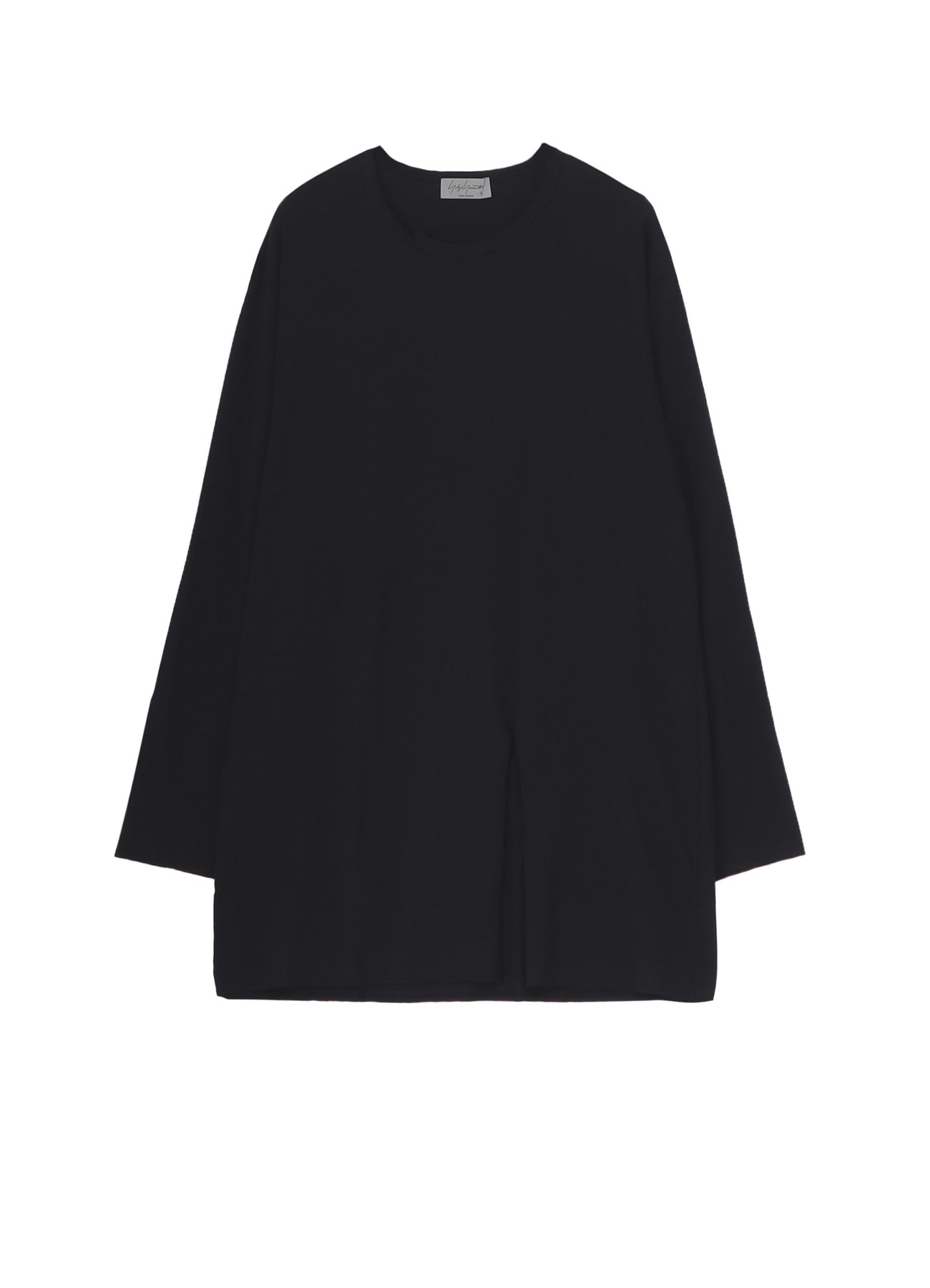 WOOL MIX SINGLE JERSEY SLIT ROUND NECK T