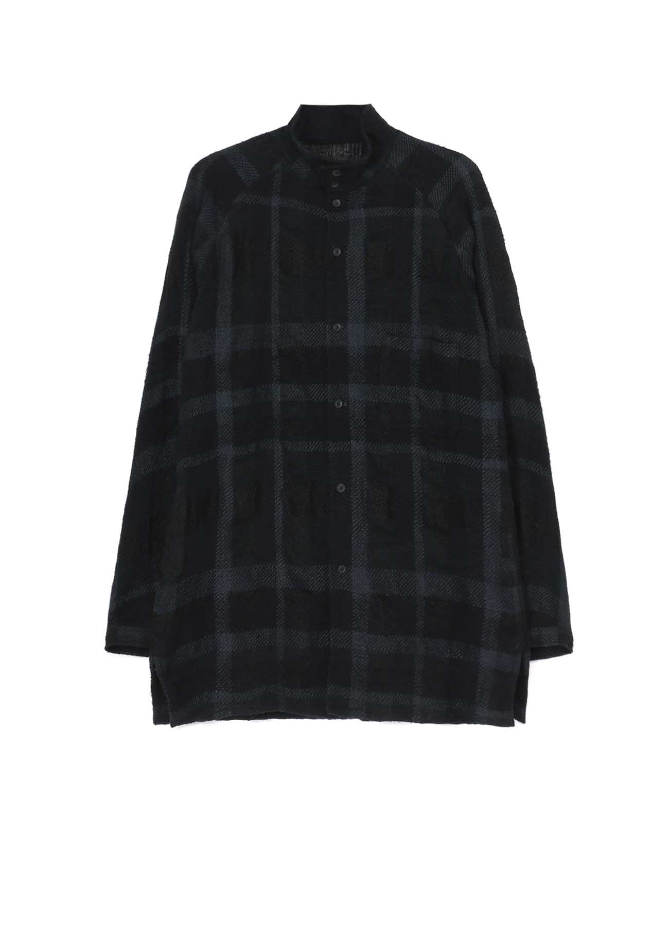 WIDE STAND PLAID BLOUSE