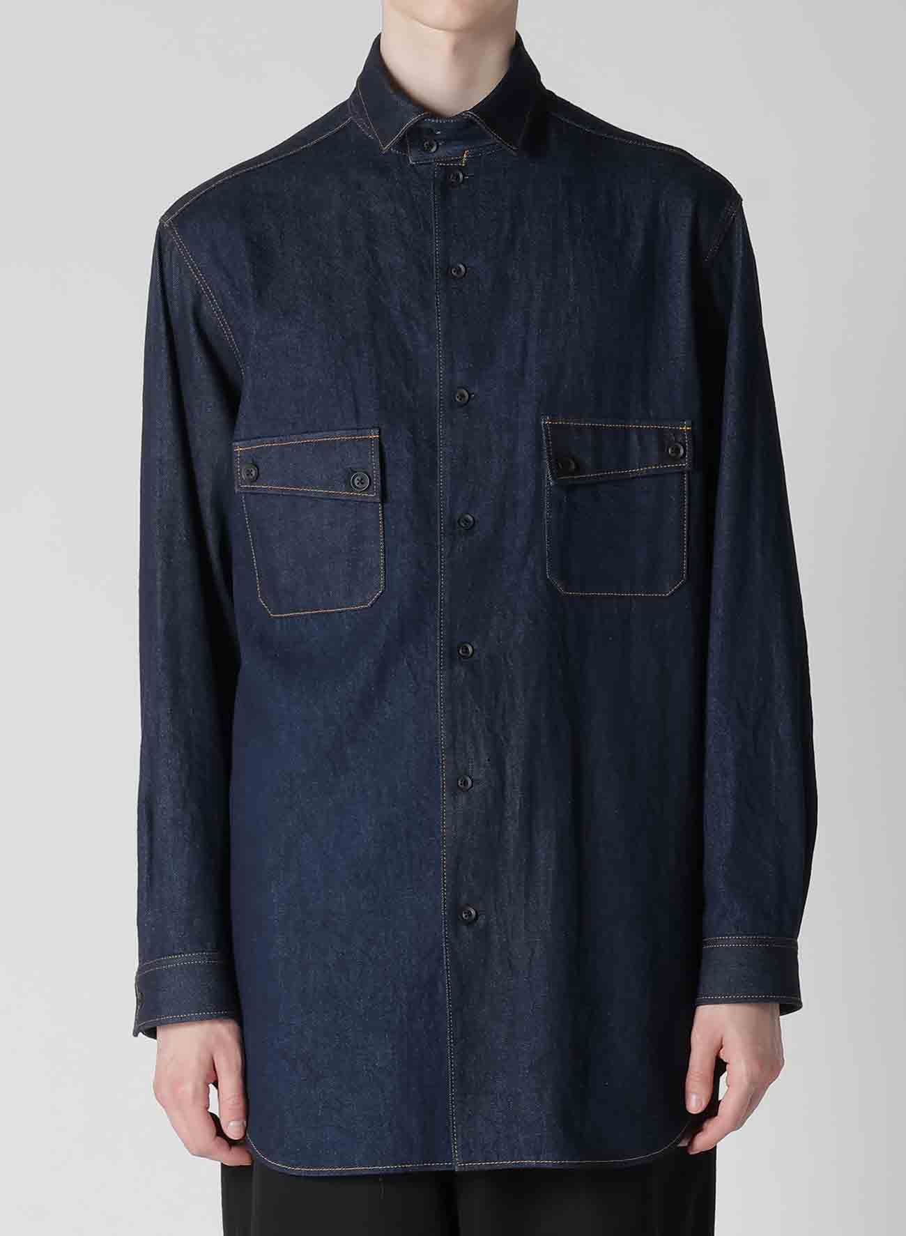 8OZ DENIM STAND COLLAR SHIRT