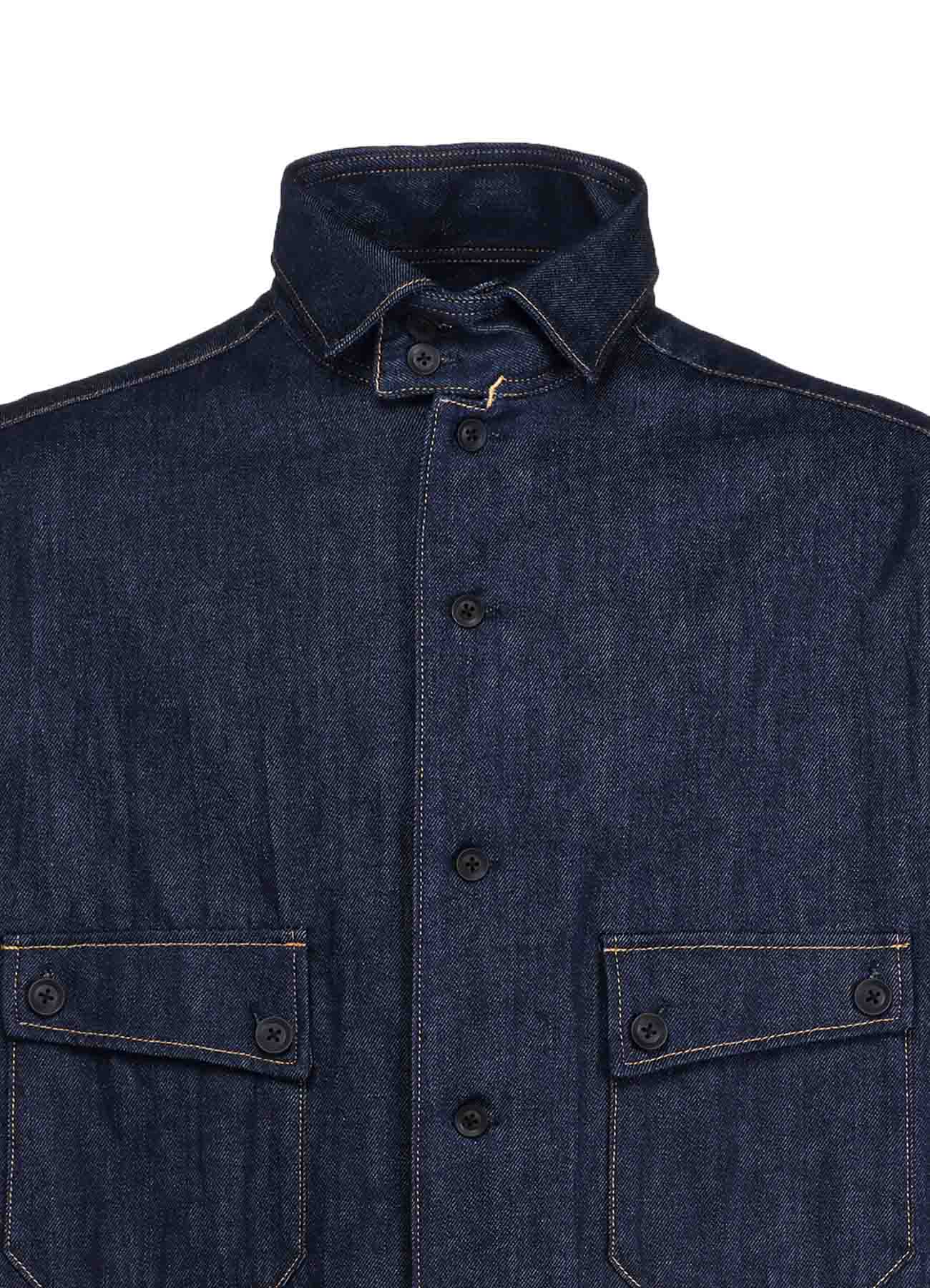 8OZ DENIM STAND COLLAR SHIRT