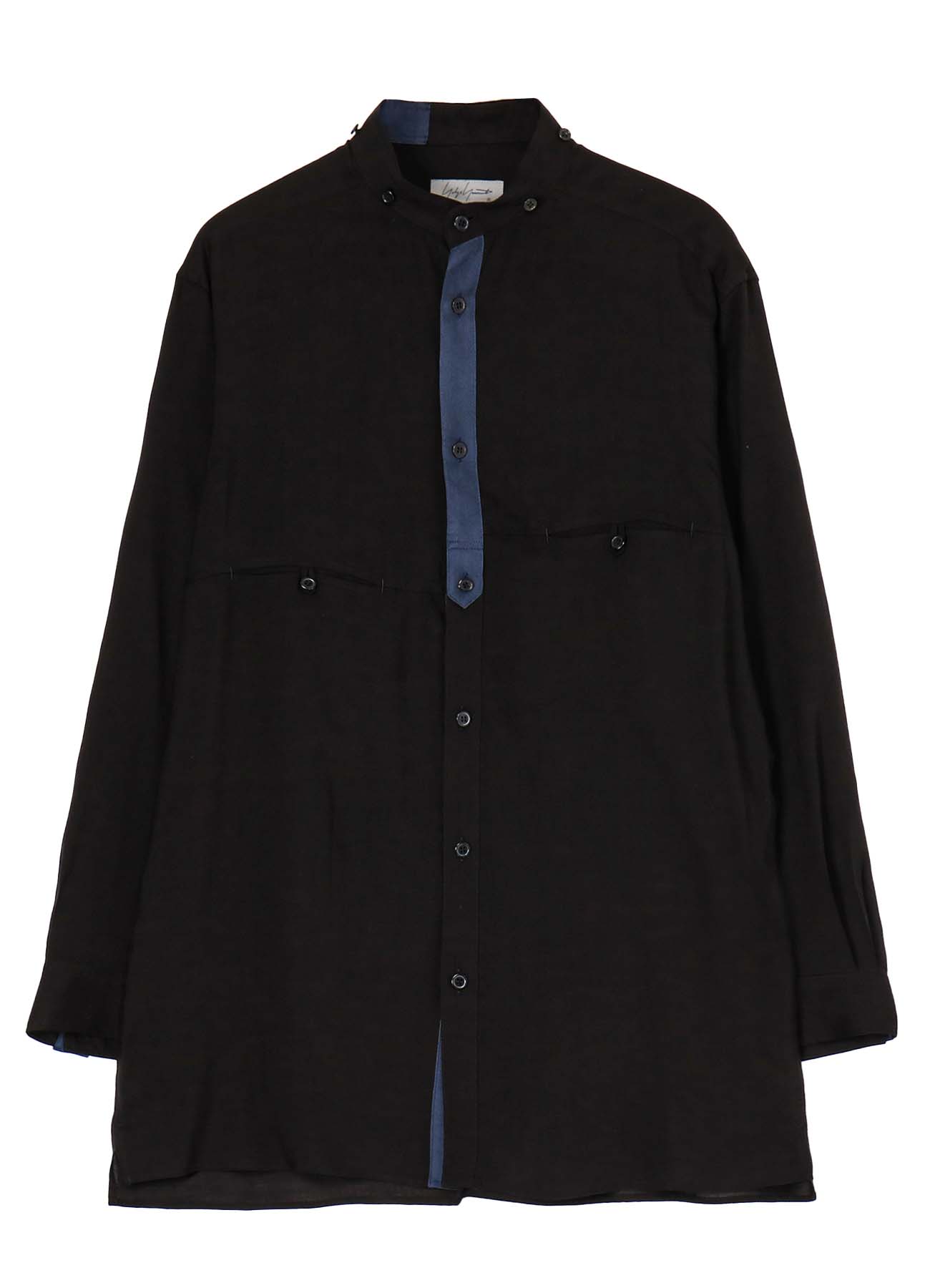 CELLULOSE LOAN CHEST PANEL BLOUSE WITH NAVY CLOTH