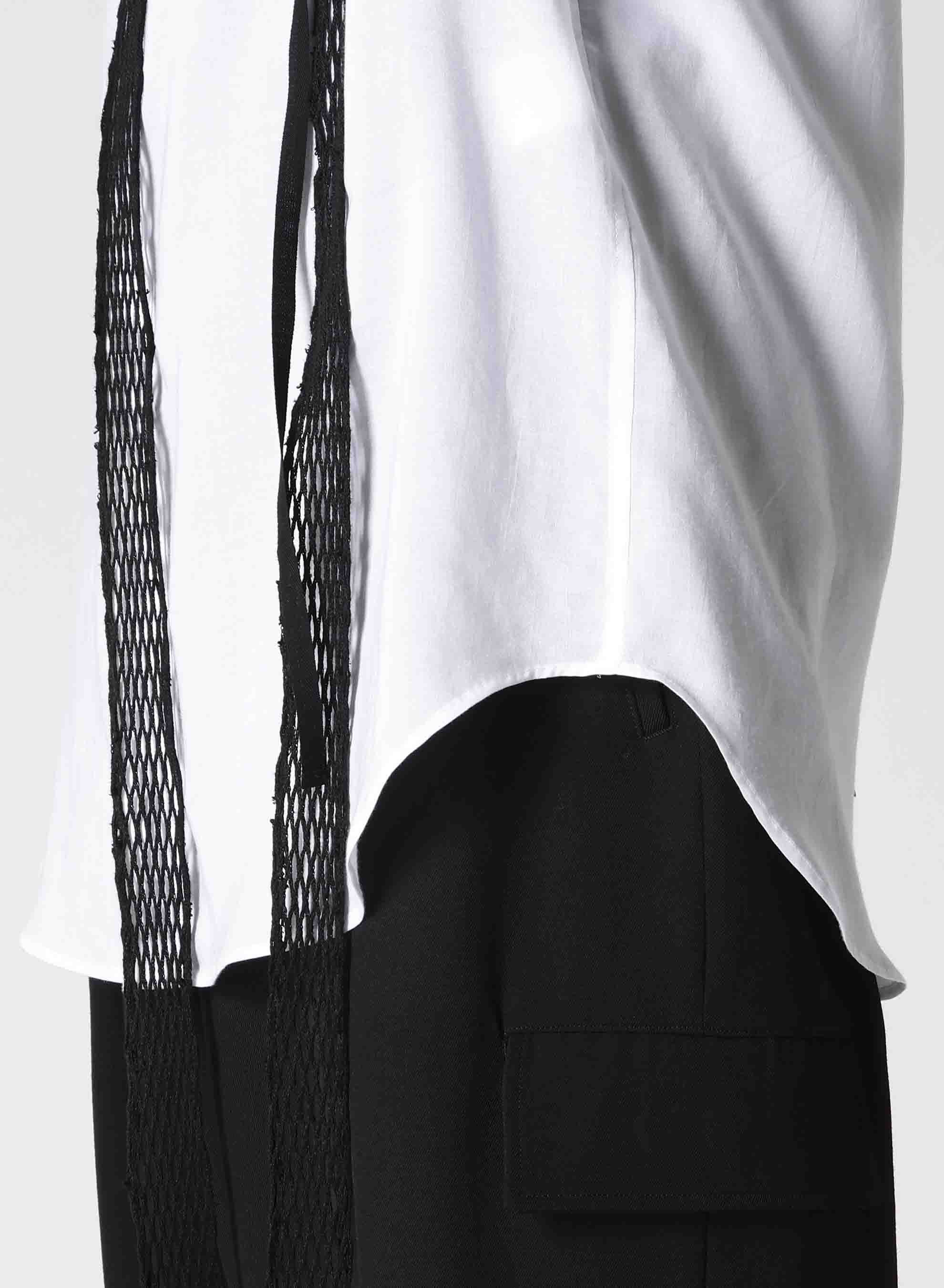 CELLULOSE LAWN PLACKET BLACK MESH TP BLOUSE