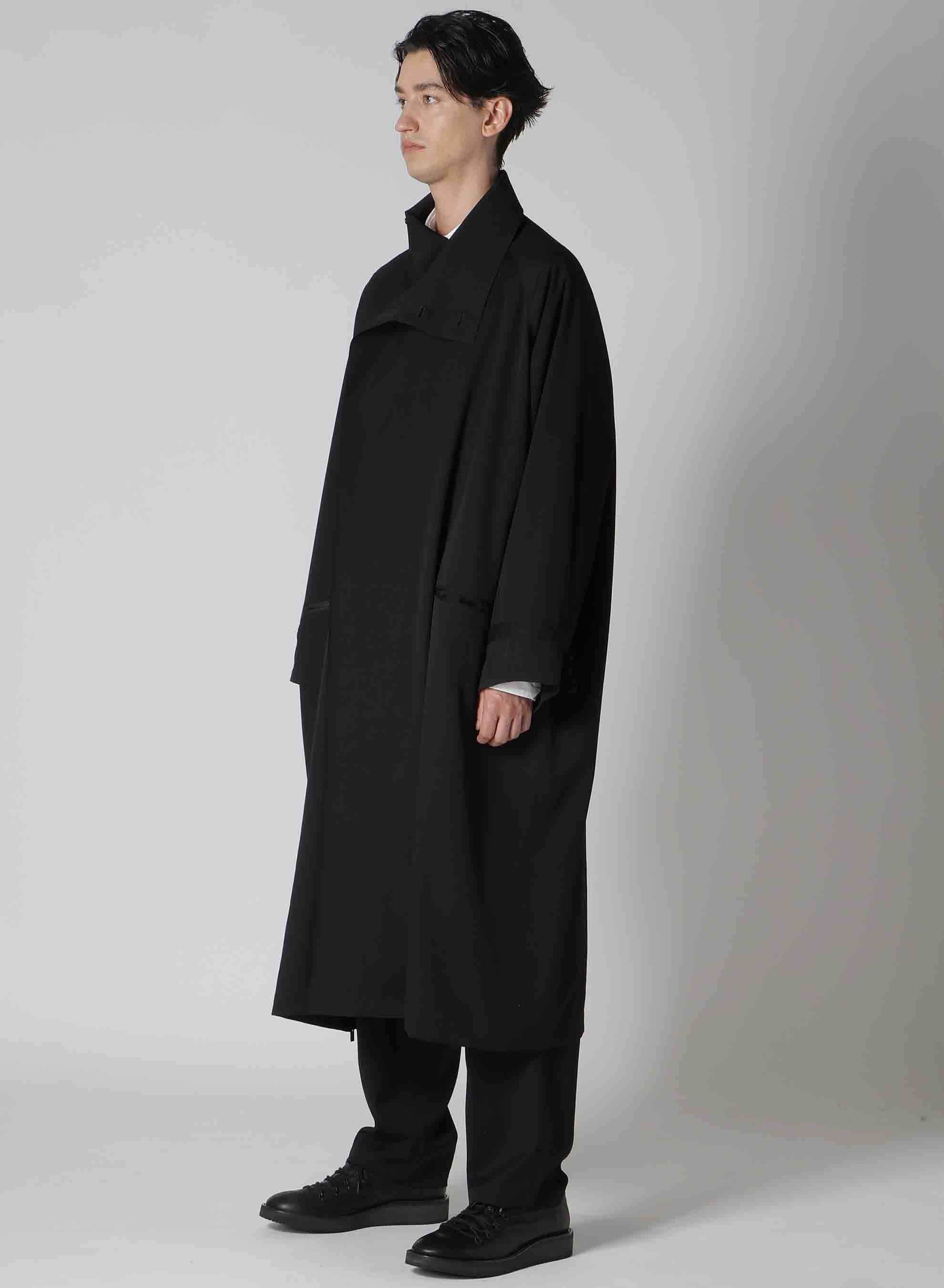 WOOL GABARDINE CROSS ZIPPER COAT