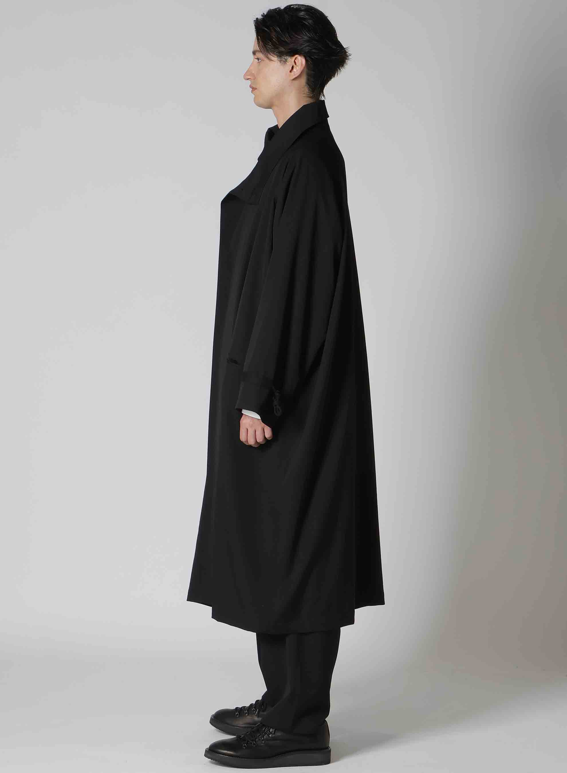 WOOL GABARDINE CROSS ZIPPER COAT