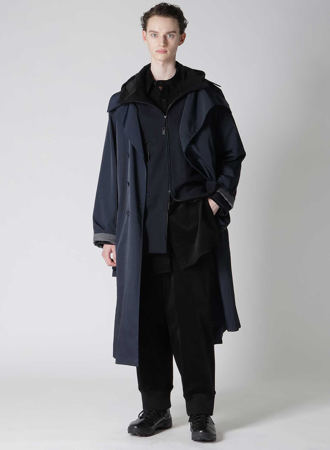 NYLON TWILL NAVY ASYMMETRY COAT