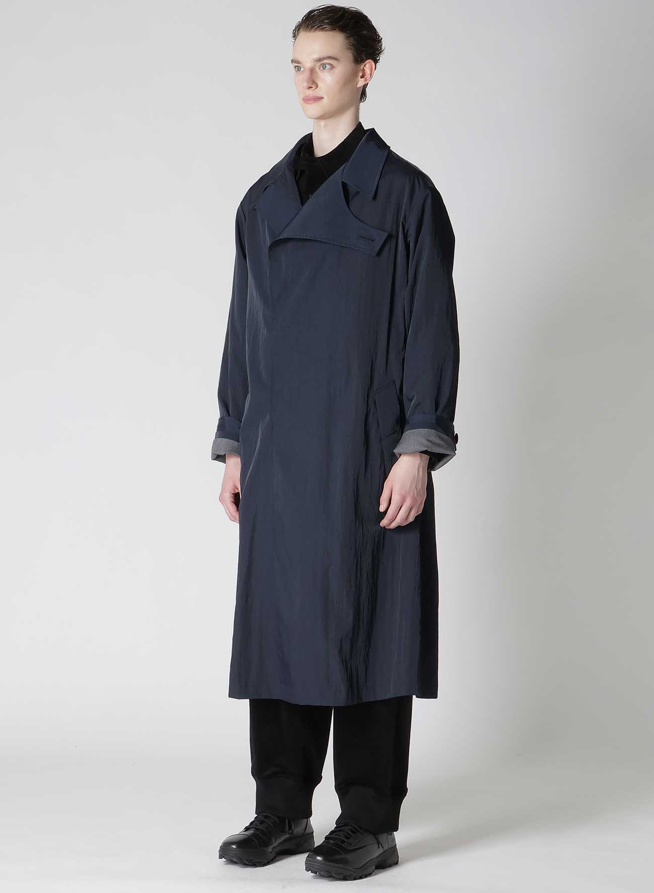 NYLON TWILL NAVY ASYMMETRY COAT