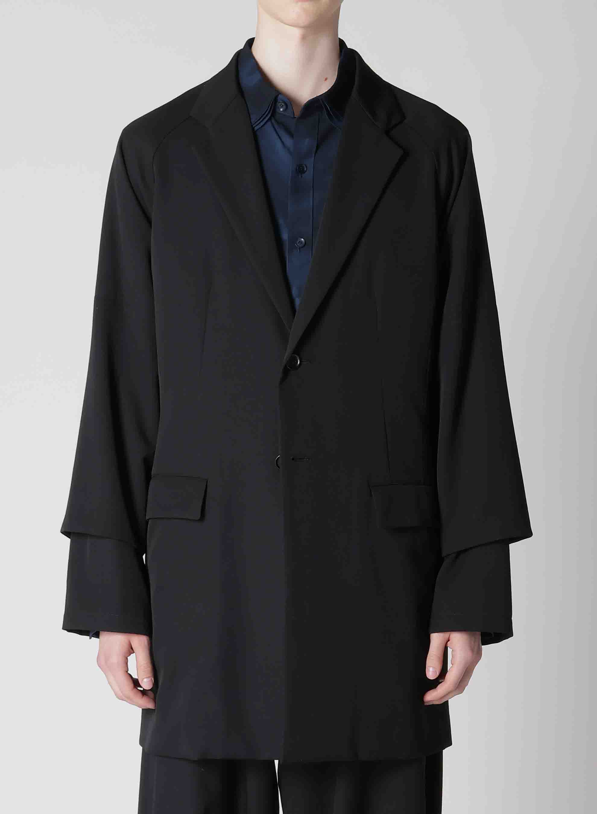 WOOL GABARDINE ROLLED UP HEM JACKET