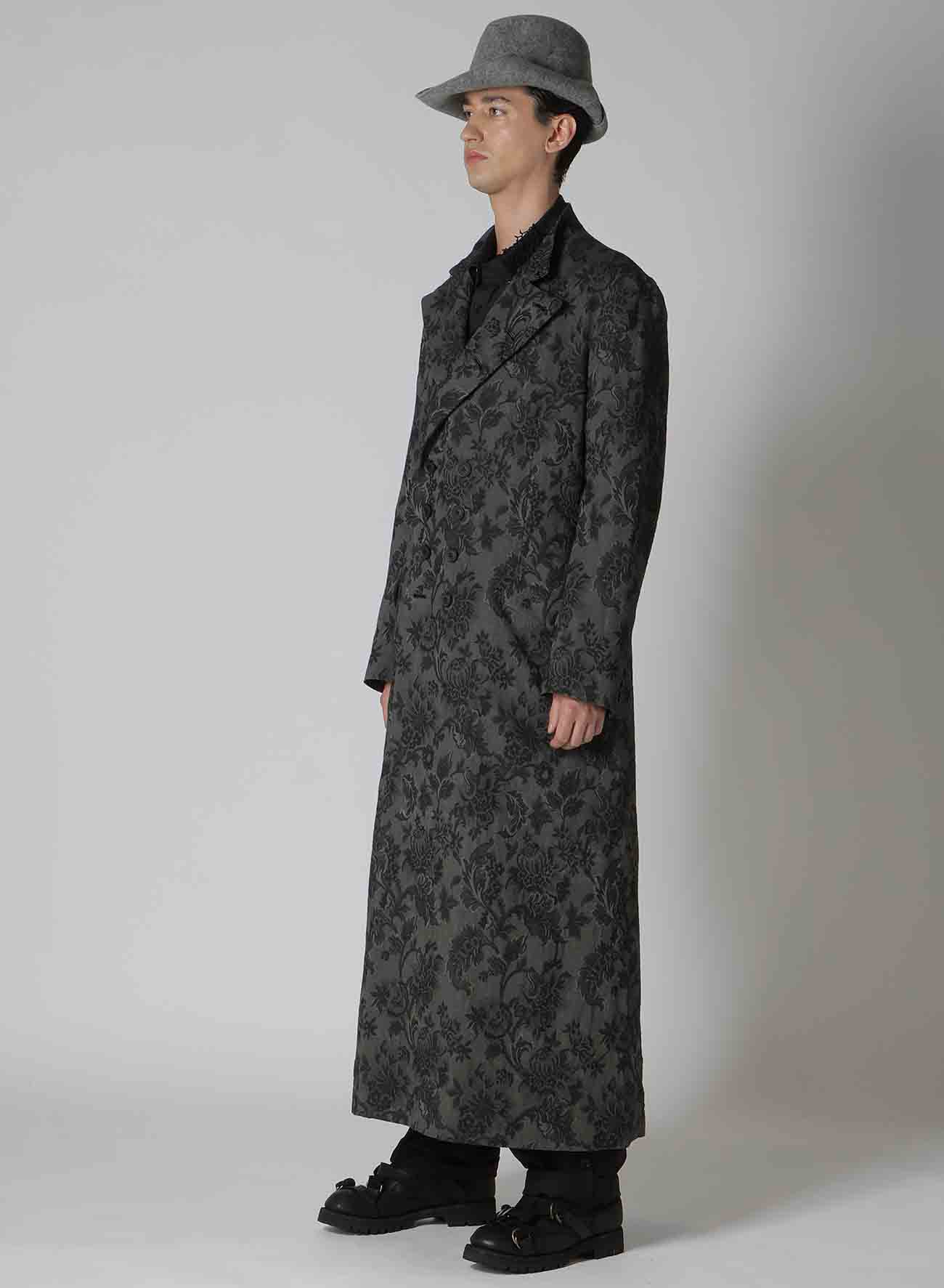 COTTON GOBELIN  PATTERN BELTED LONG JACKET