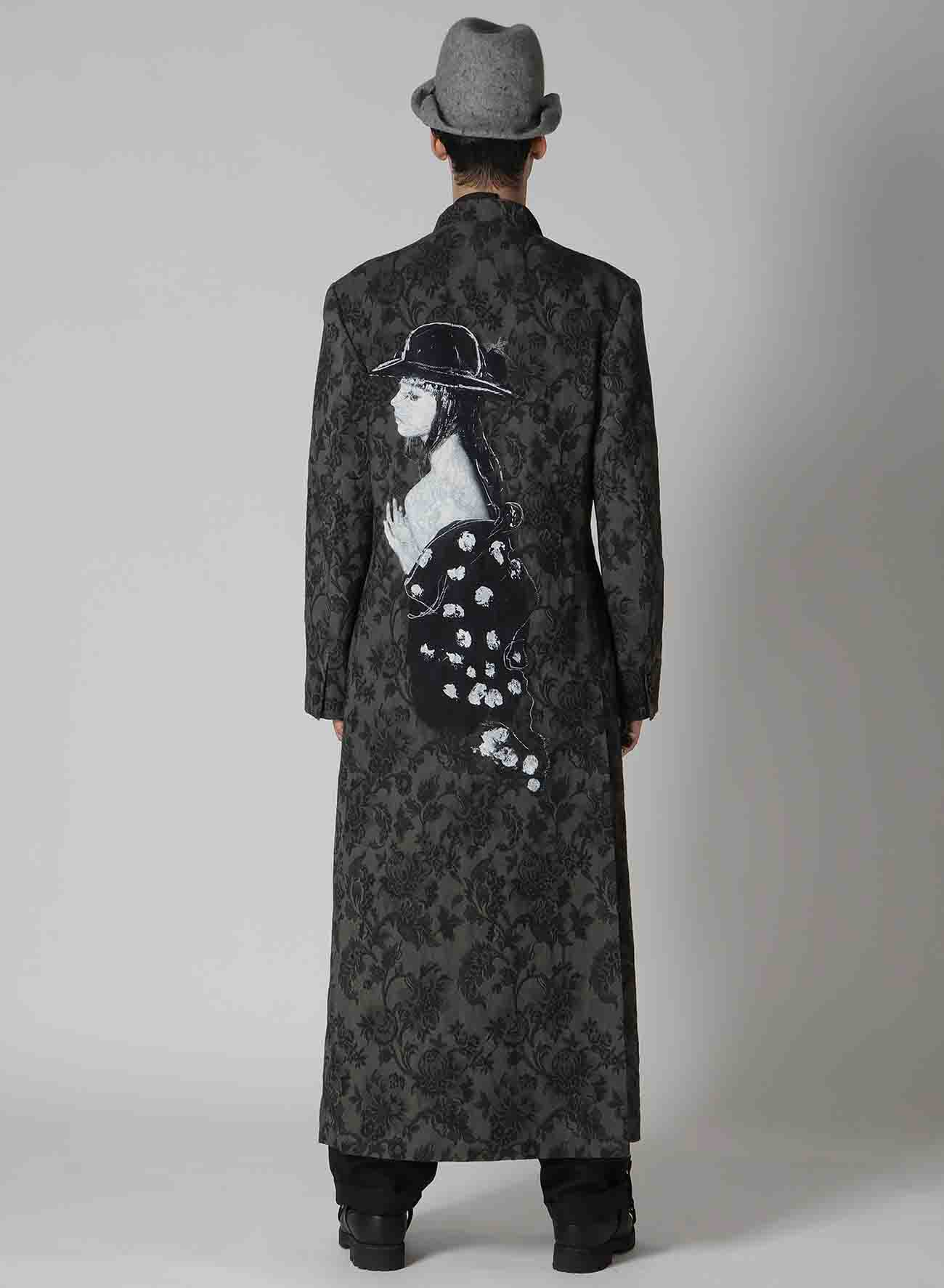 COTTON GOBELIN  PATTERN BELTED LONG JACKET