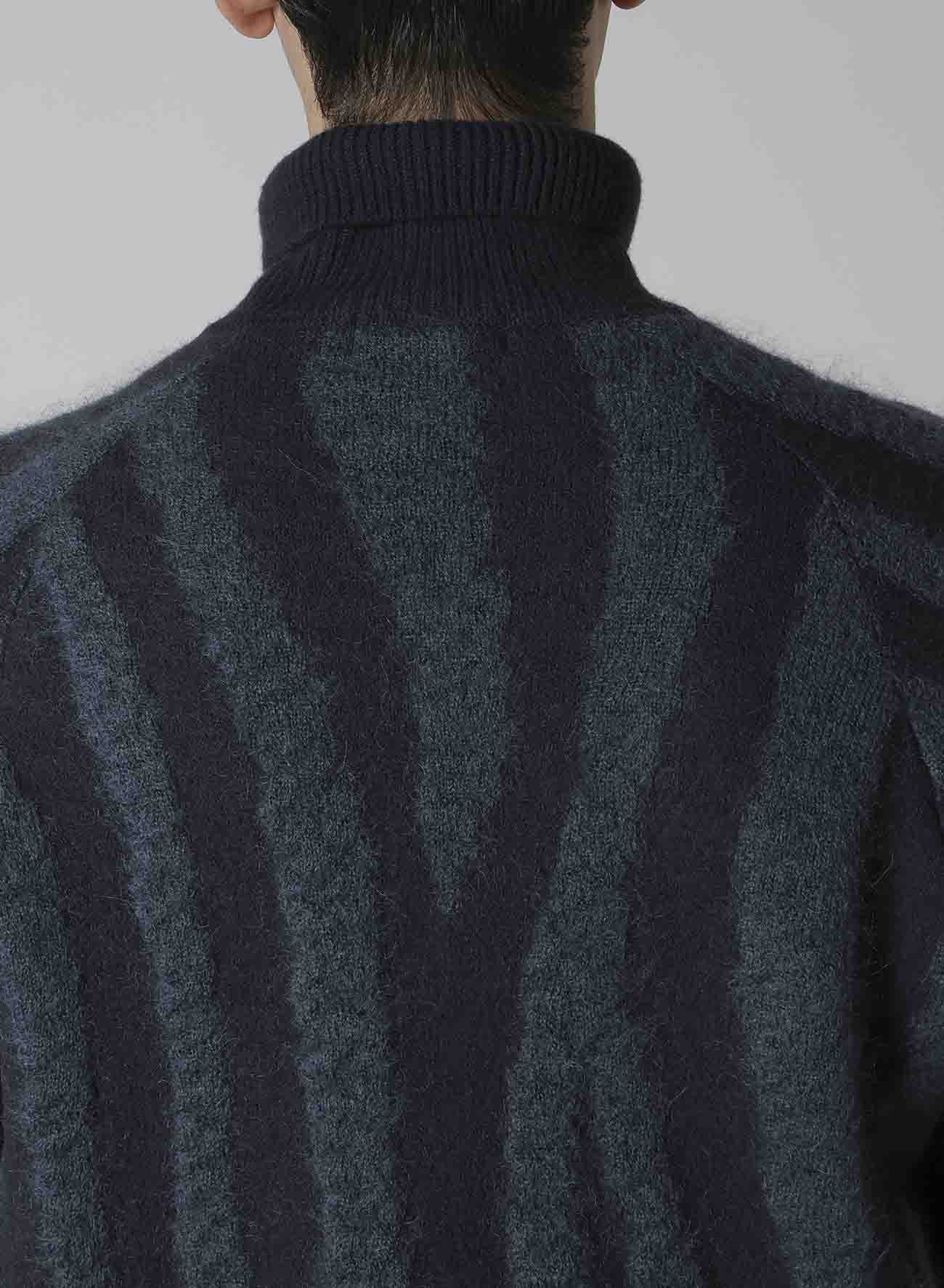 7G STRIPE RAGLAN TURTLE NECK