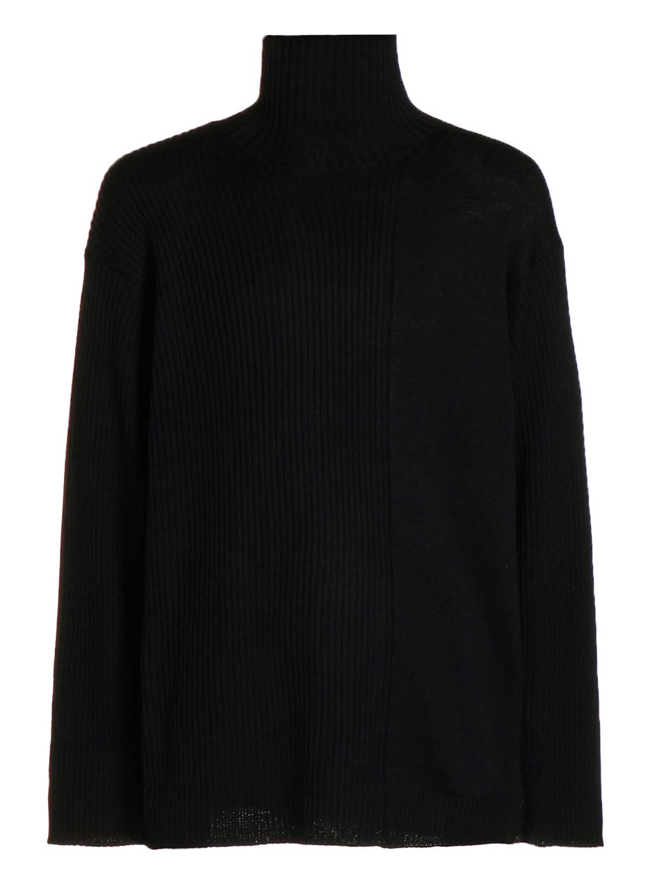 7G RIB JERSEY SWITCHING HIGH NECK KNIT