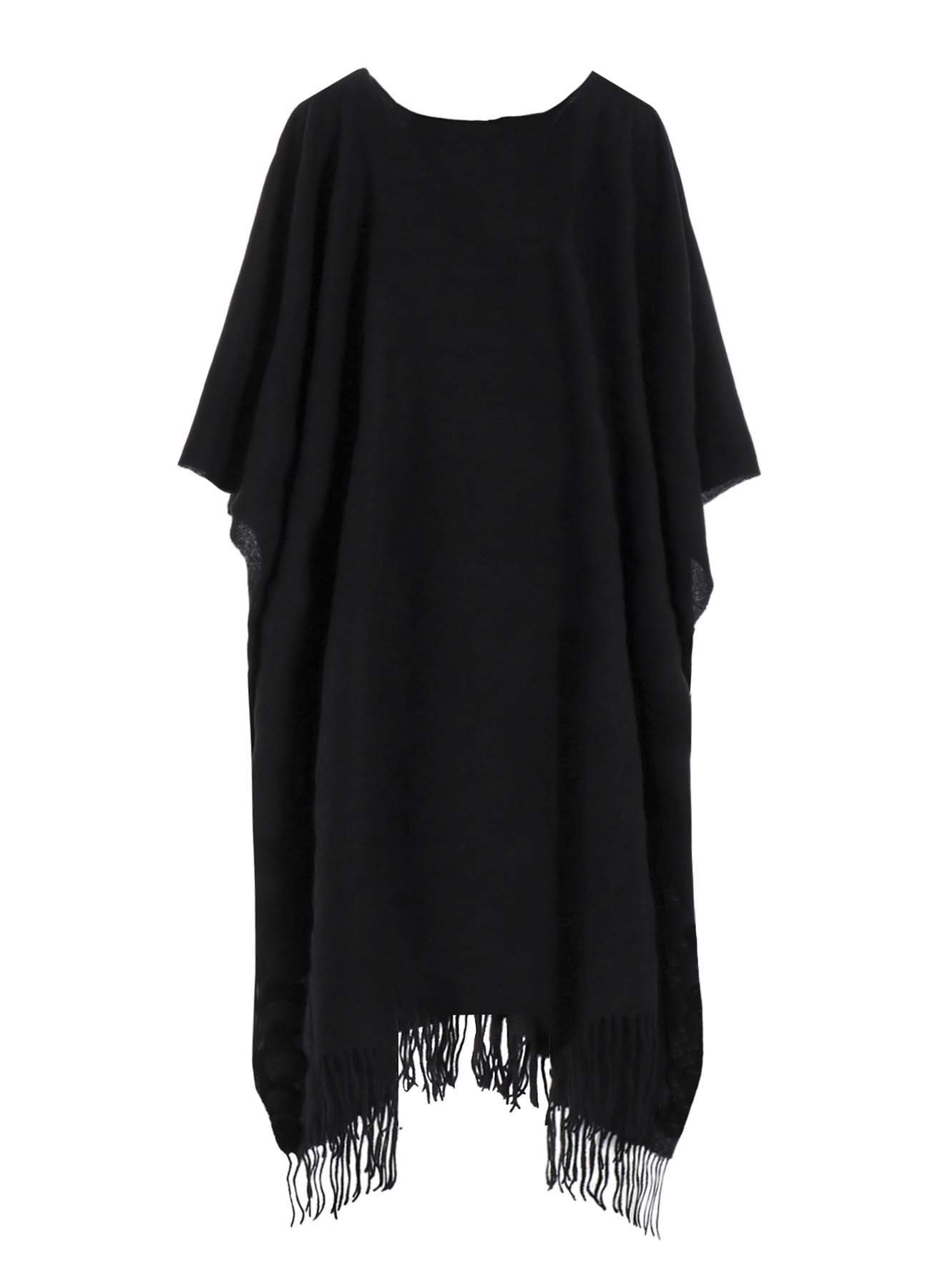 WOOL PLAIN SHRINK U CUT PONCHO