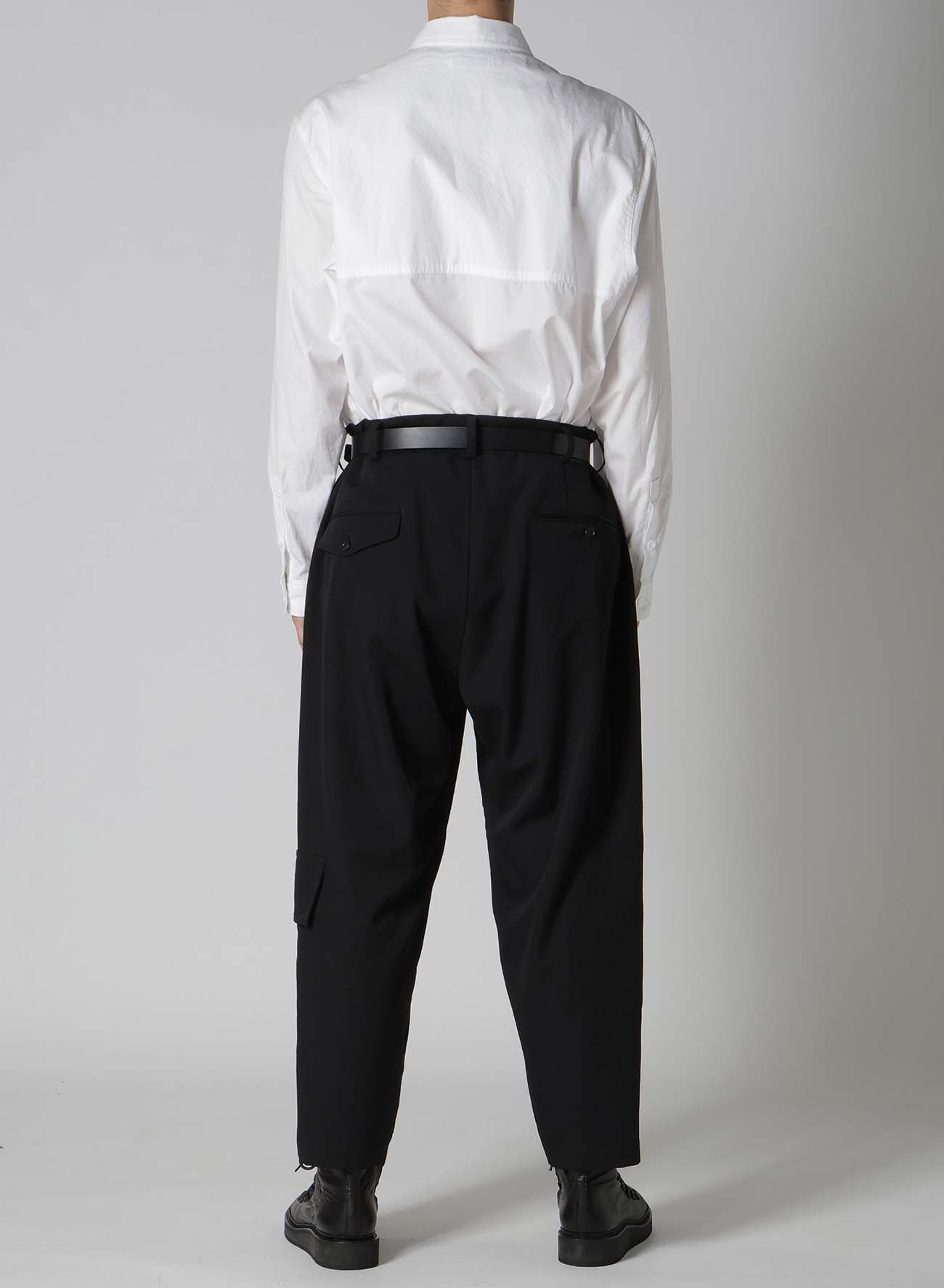 WOOL GABARDINE FRONT TUCK PANTS