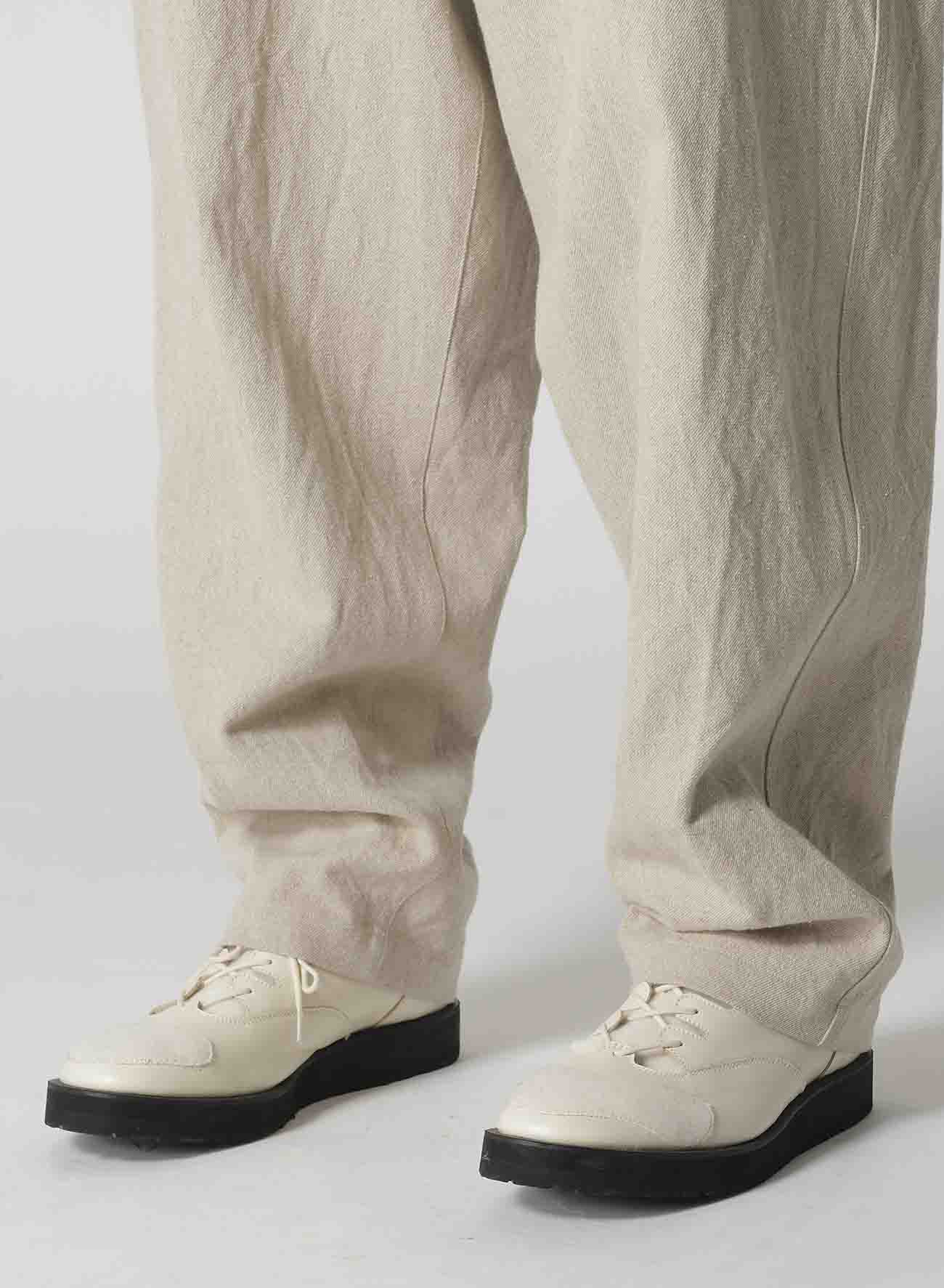 COTTON LINEN GABARDINE 3 STITCHES WORK PANTS