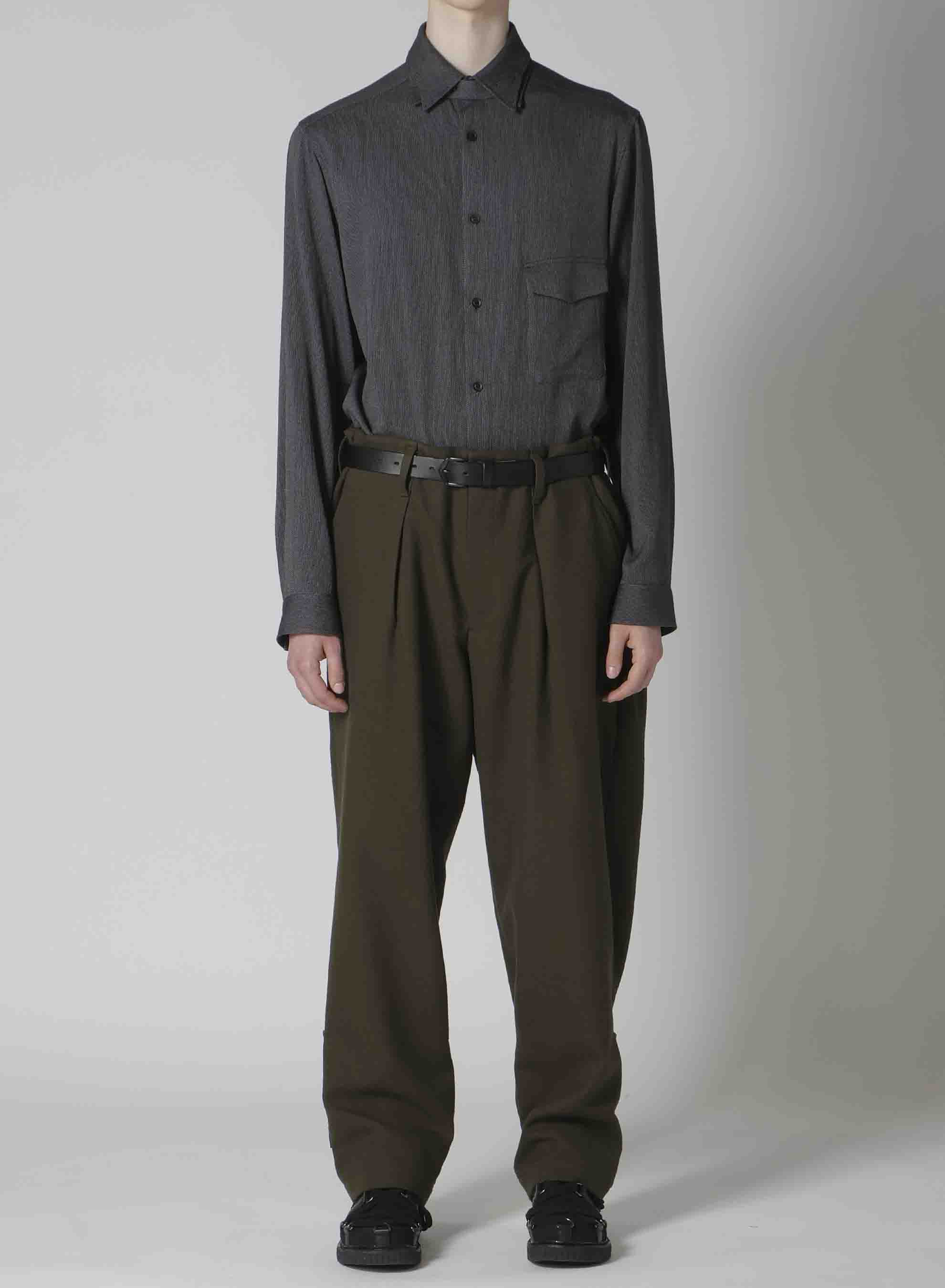 KHAKI C/W SERGE HEM BELT PANTS