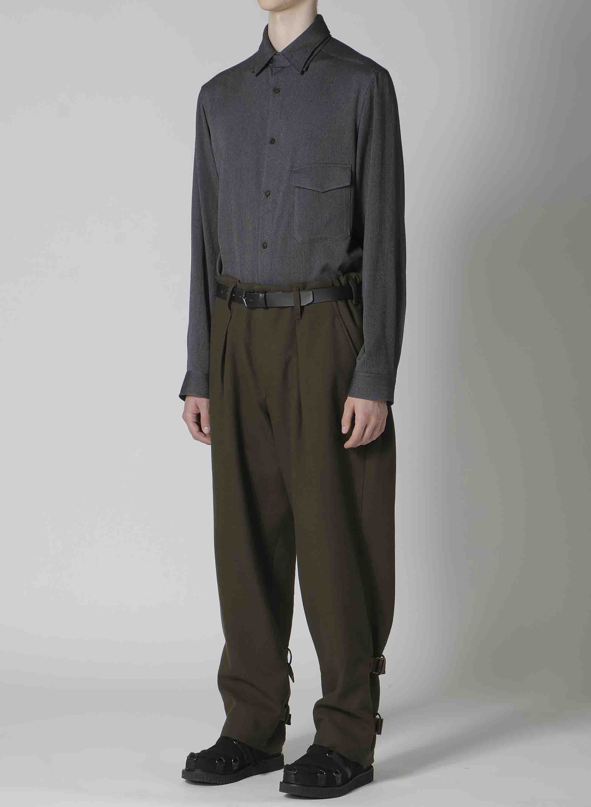 KHAKI C/W SERGE HEM BELT PANTS