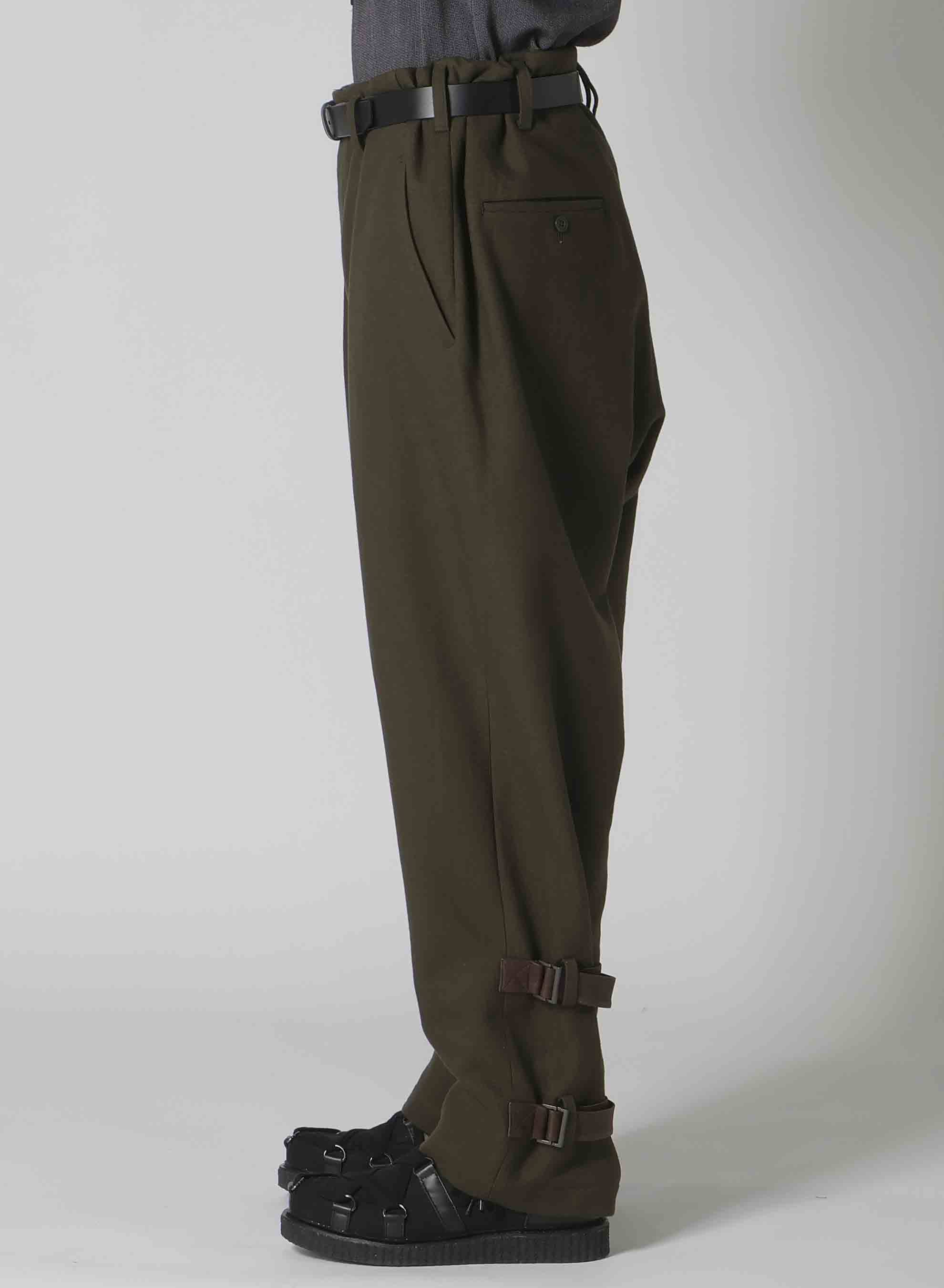 KHAKI C/W SERGE HEM BELT PANTS