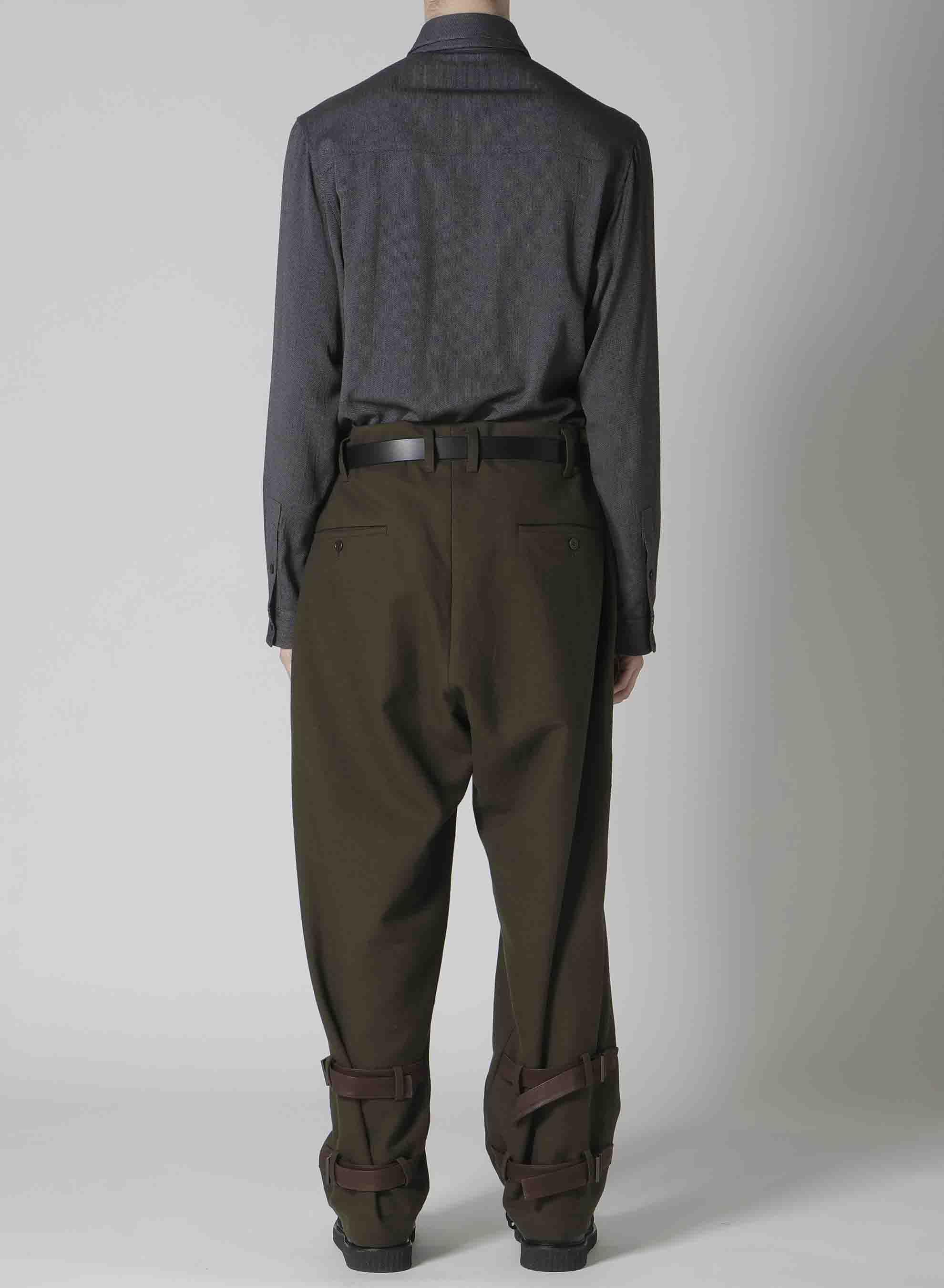 KHAKI C/W SERGE HEM BELT PANTS