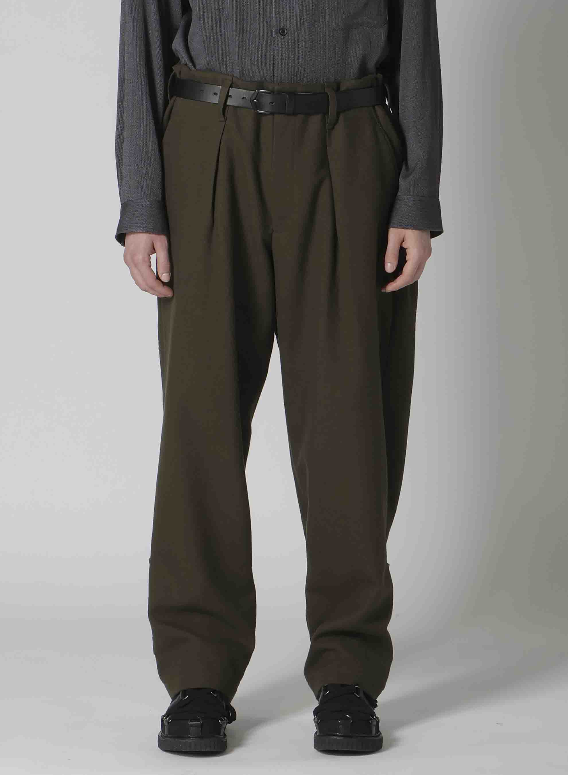 KHAKI C/W SERGE HEM BELT PANTS