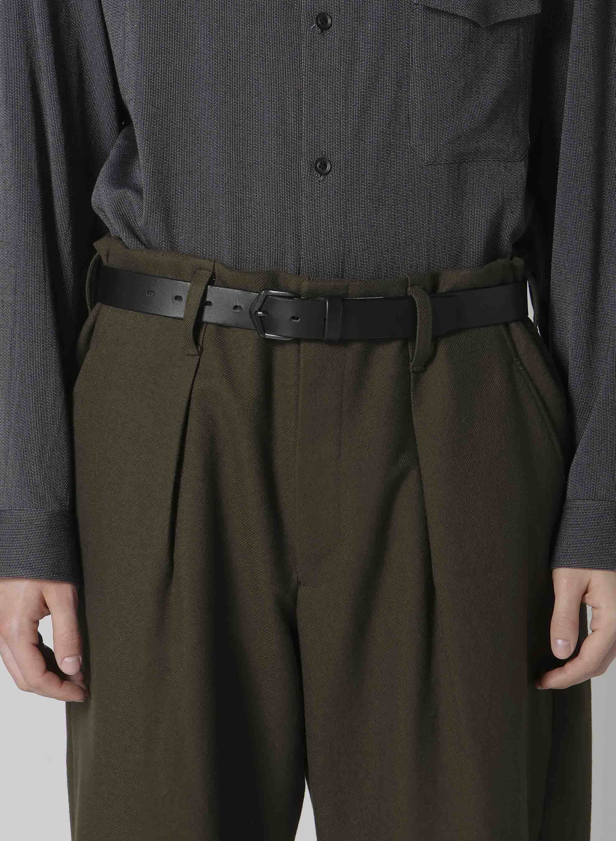 KHAKI C/W SERGE HEM BELT PANTS