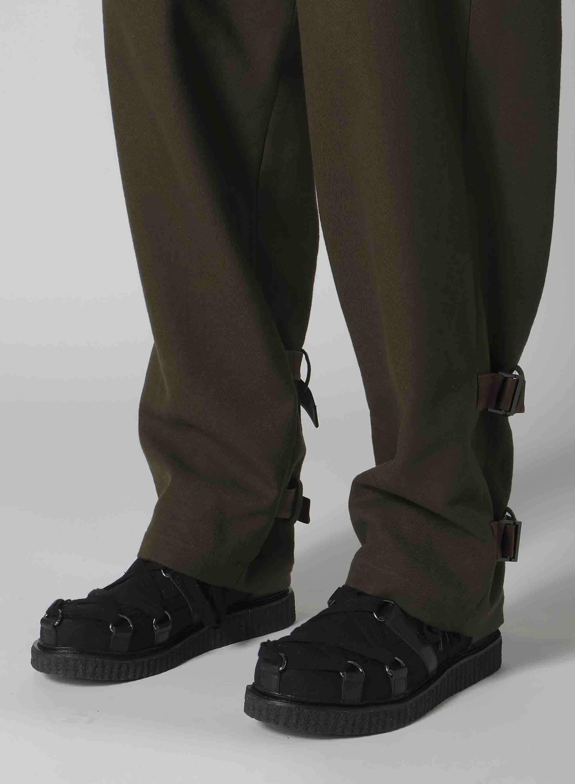 KHAKI C/W SERGE HEM BELT PANTS