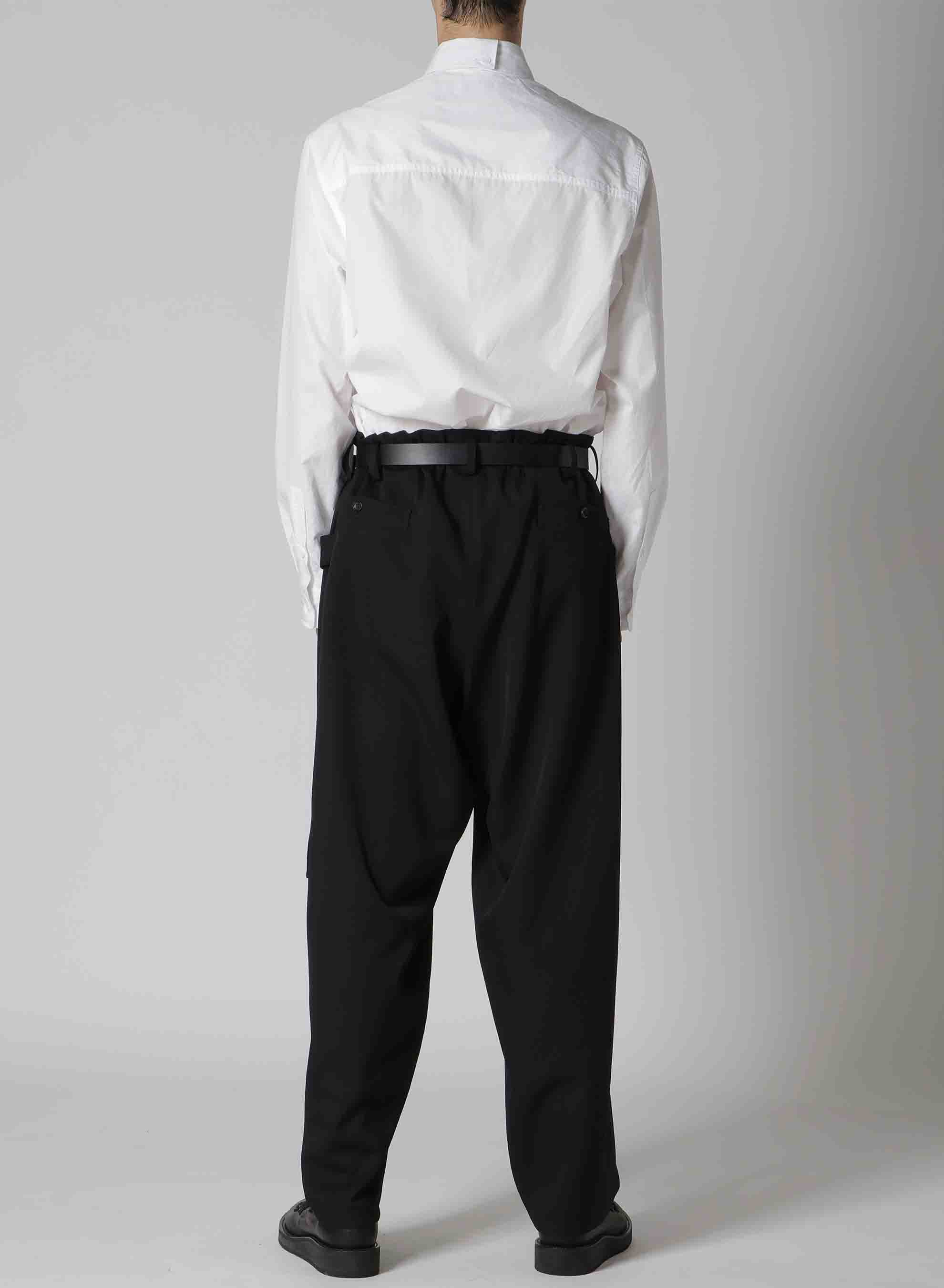 WOOL GABARDINE TUCK TAB PANTS