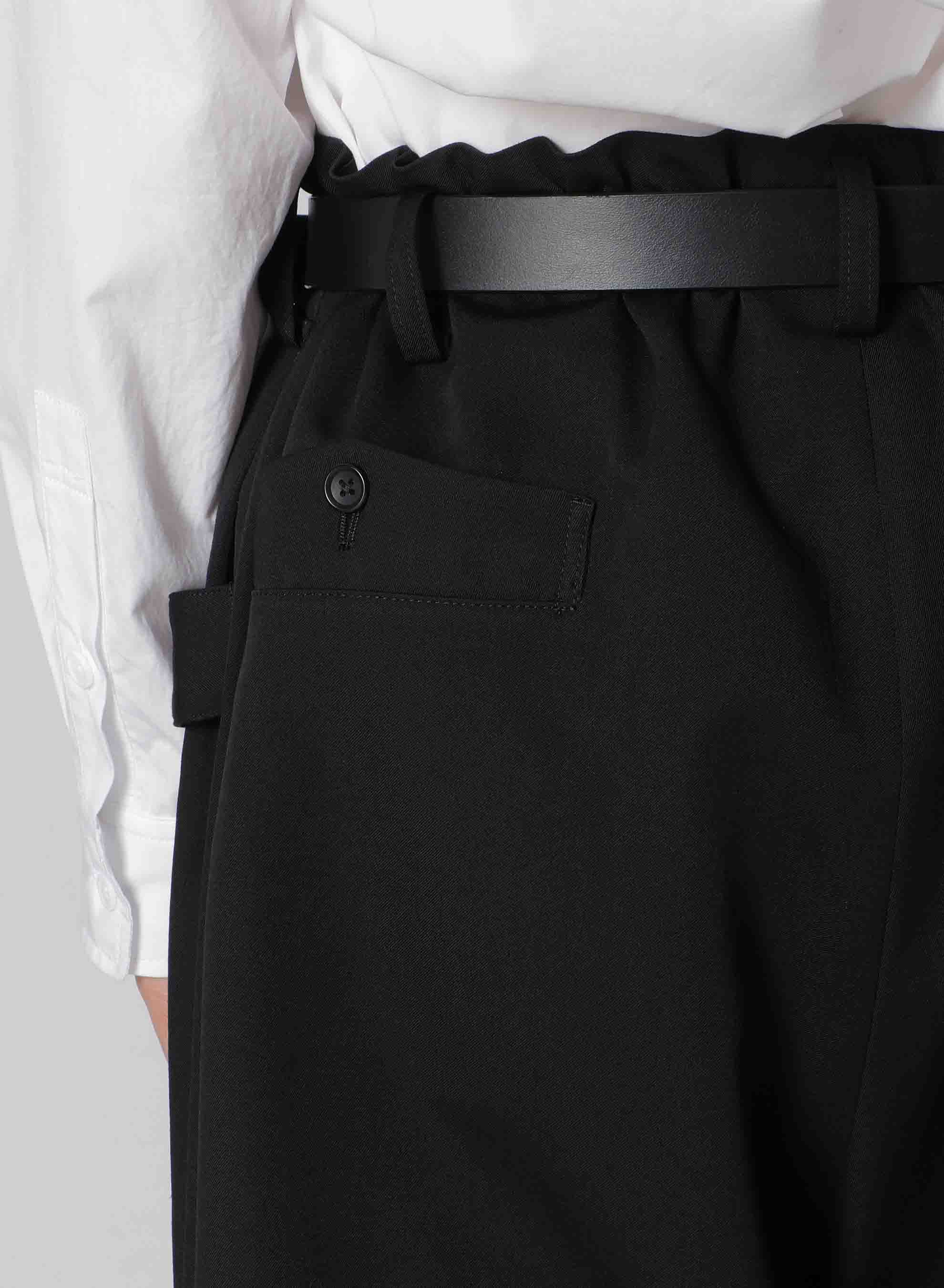 WOOL GABARDINE TUCK TAB PANTS