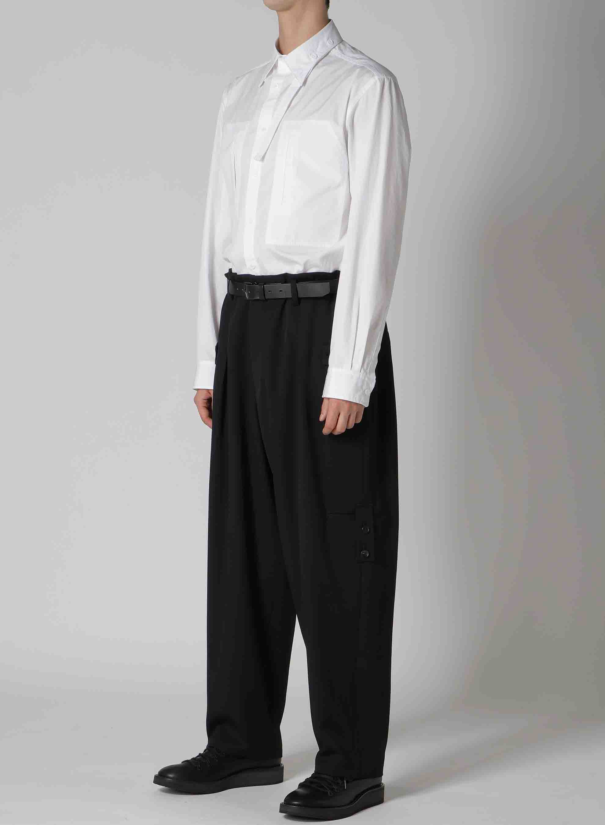 WOOL GABARDINE TUCK TAB PANTS