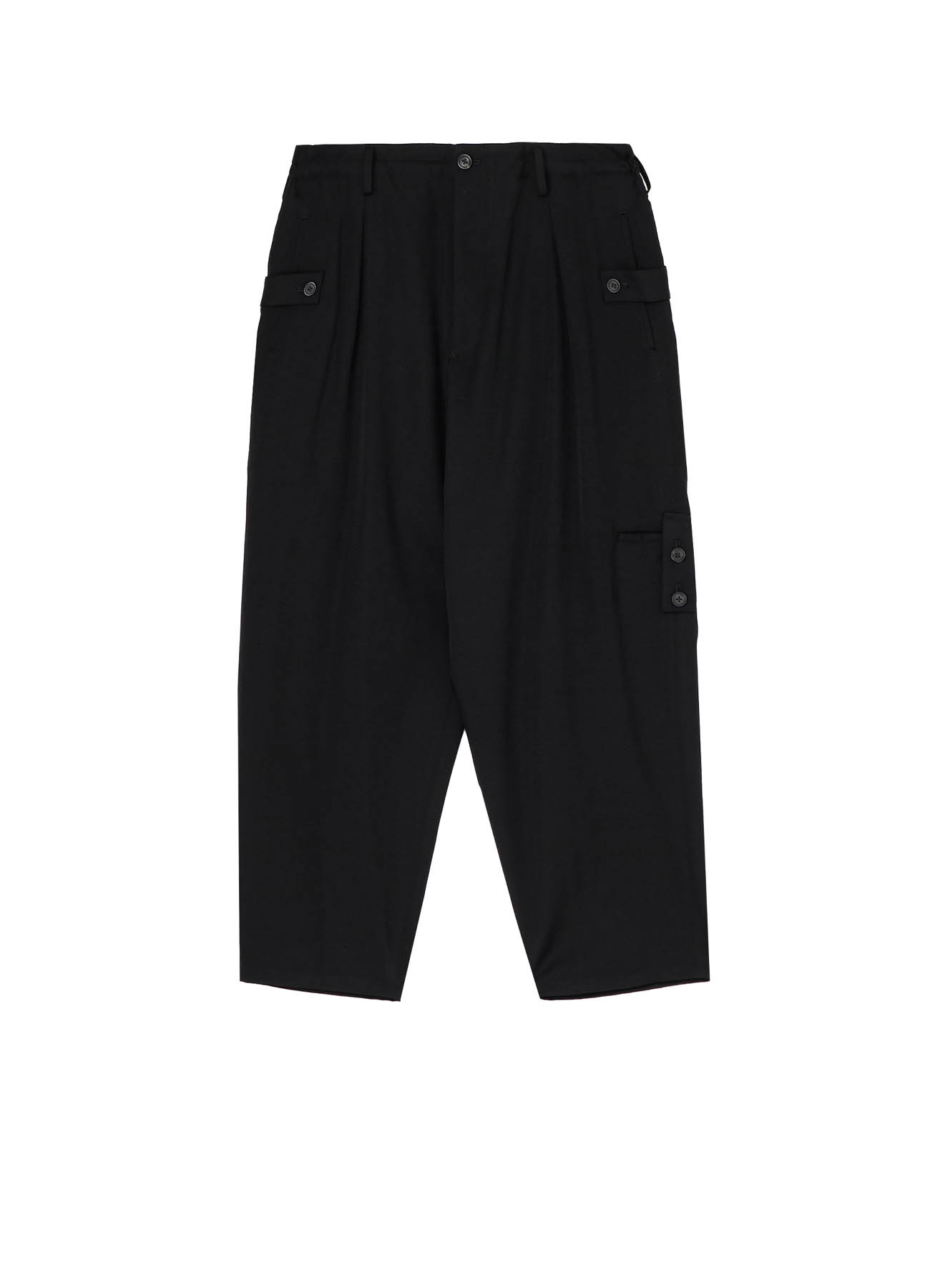 WOOL GABARDINE TUCK TAB PANTS