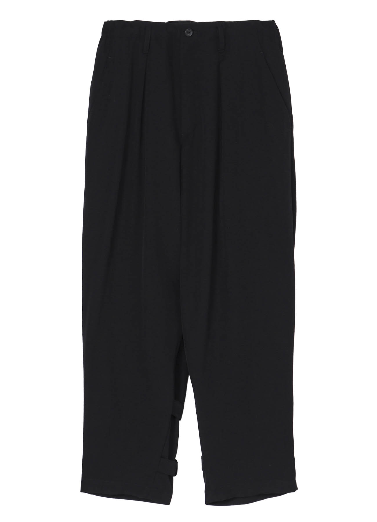 WOOL GABARDINE HEM BELT PANTS