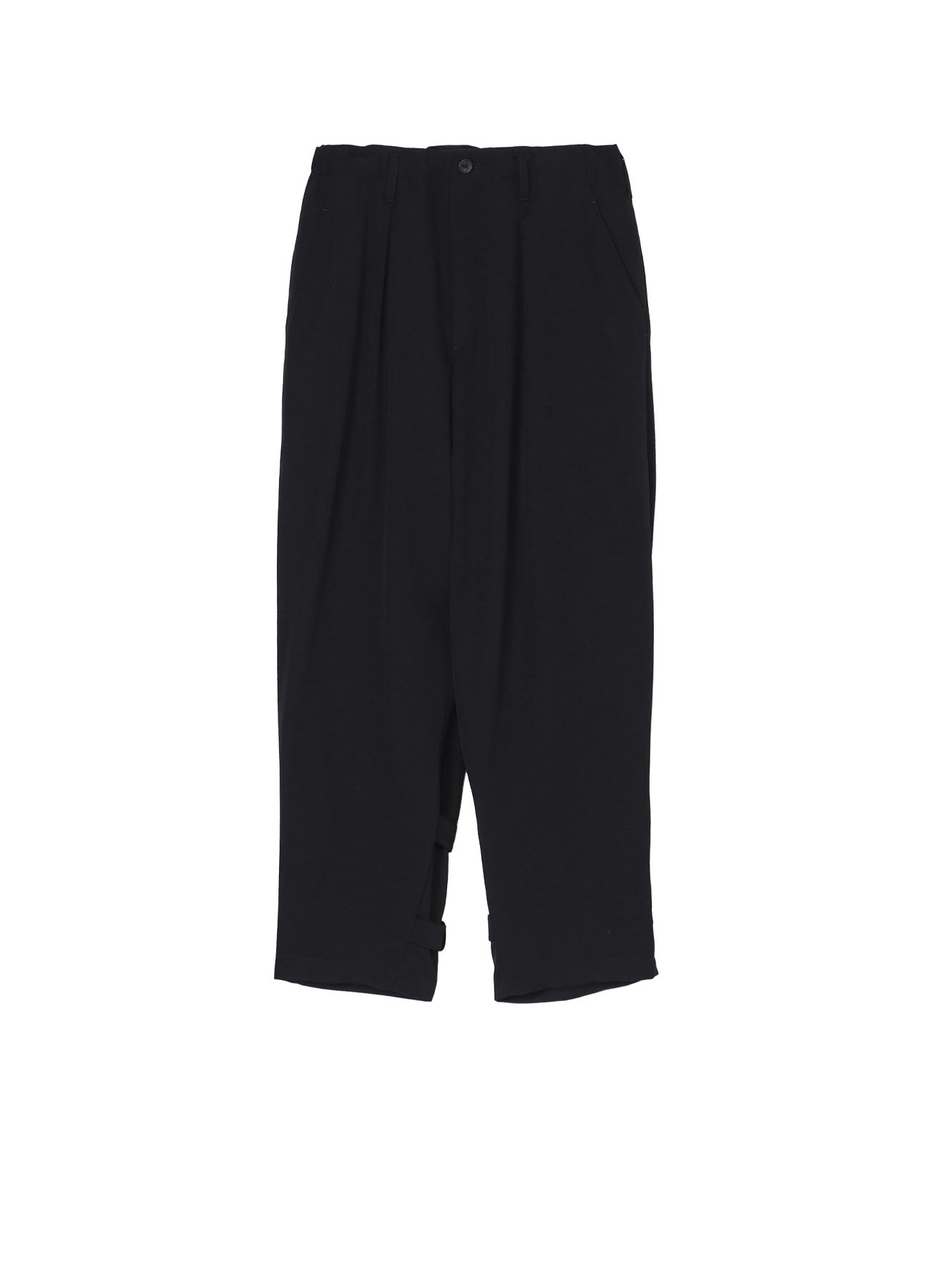 WOOL GABARDINE HEM BELT PANTS