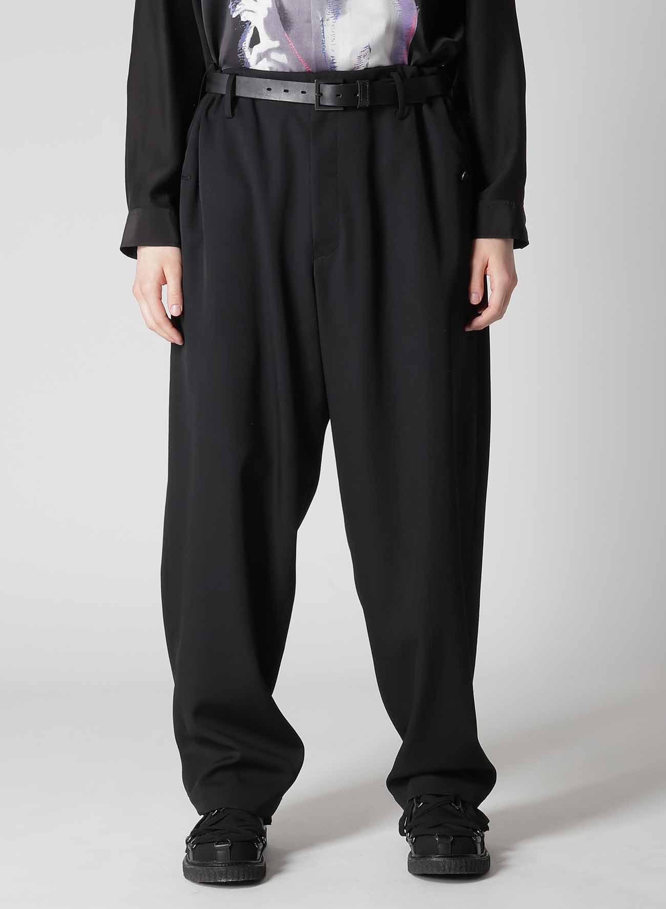 WOOL GABARDINE WIDE STRING PANTS