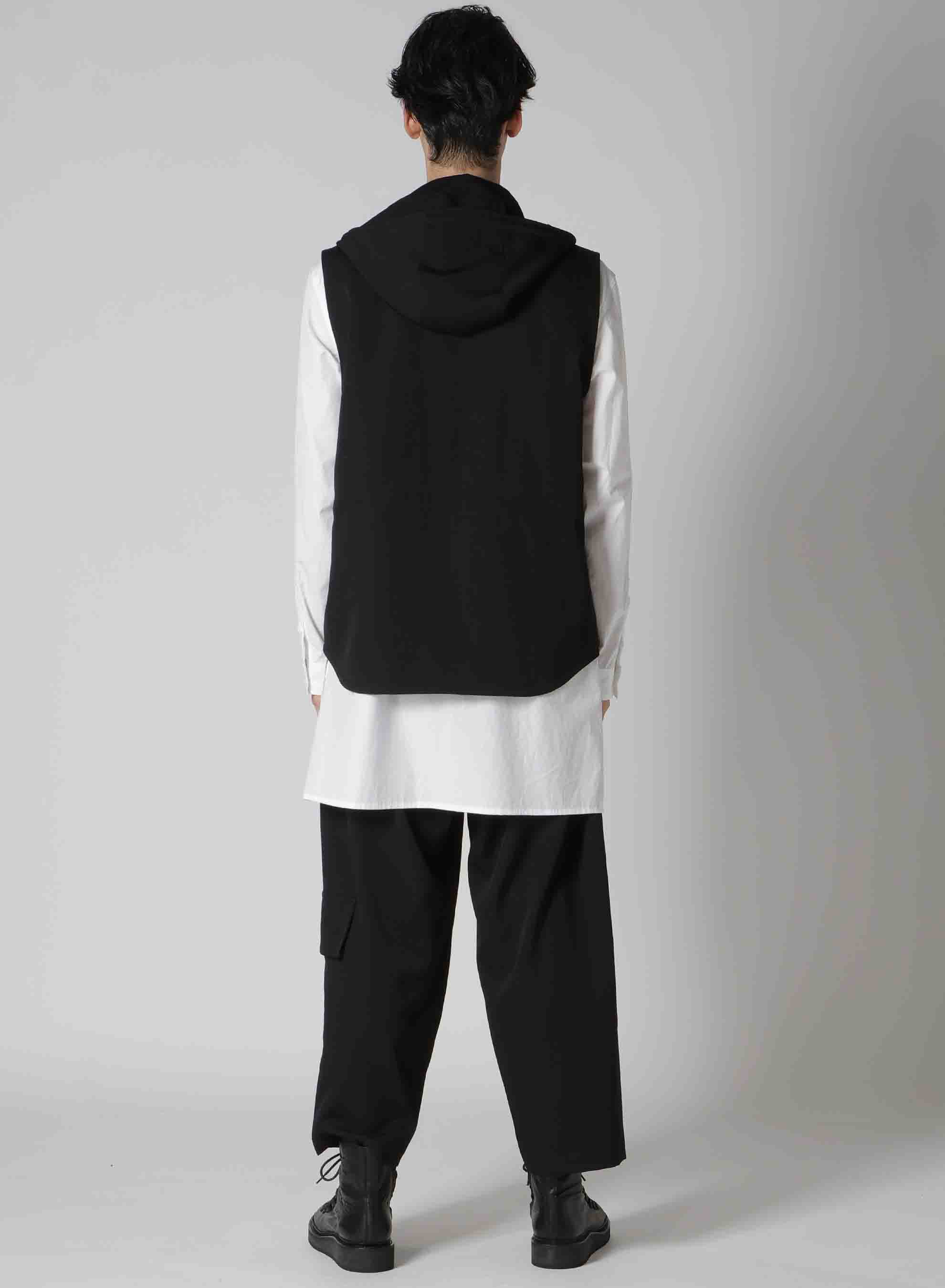 WOOL GABARDINE HOODED VEST