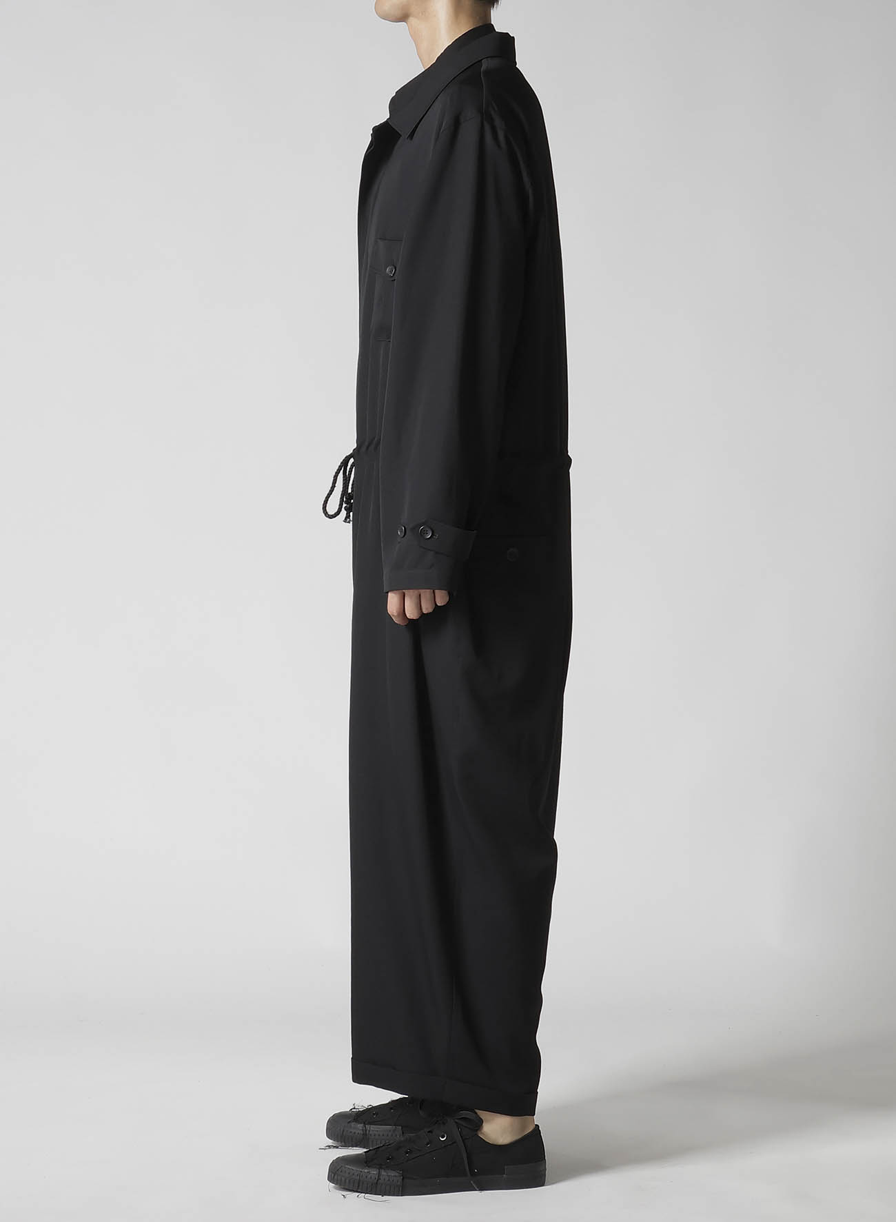 WOOL GABARDINE DOUBLE PLACKET JUMPSUIT