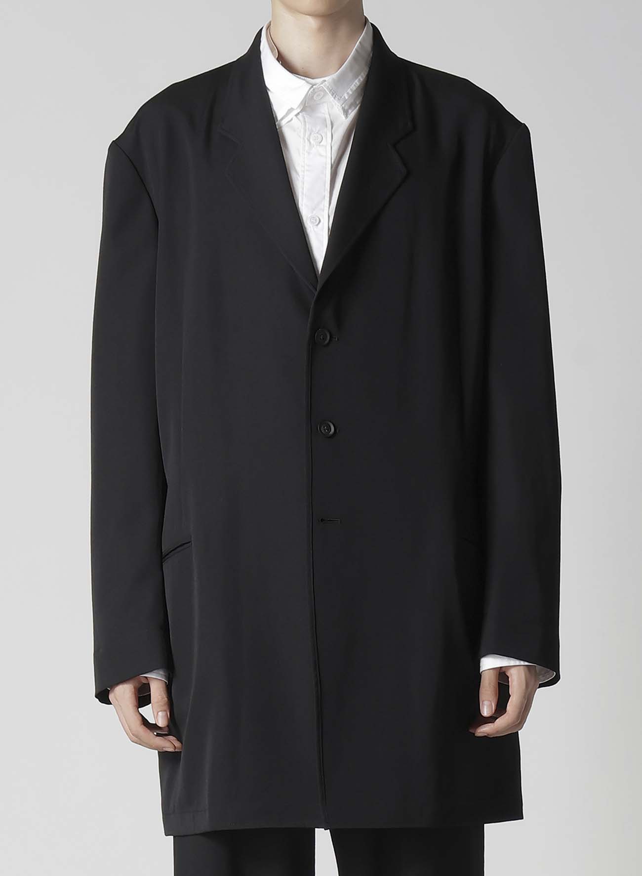 WOOL GABARDINE ASYMMETRY LAPEL JACKET