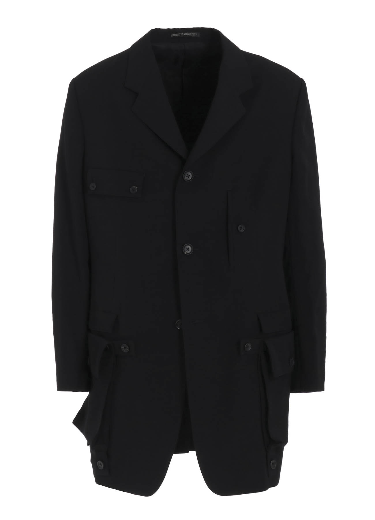 WOOL GABARDINE SLEEVE BUTTON DETTACHABLE POCKET JACKET