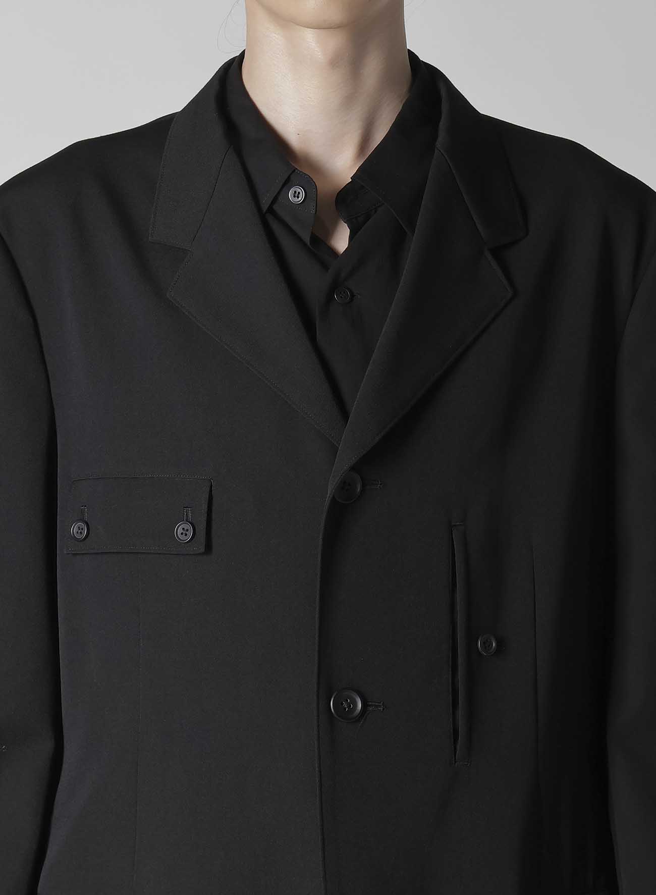 WOOL GABARDINE SLEEVE BUTTON DETTACHABLE POCKET JACKET