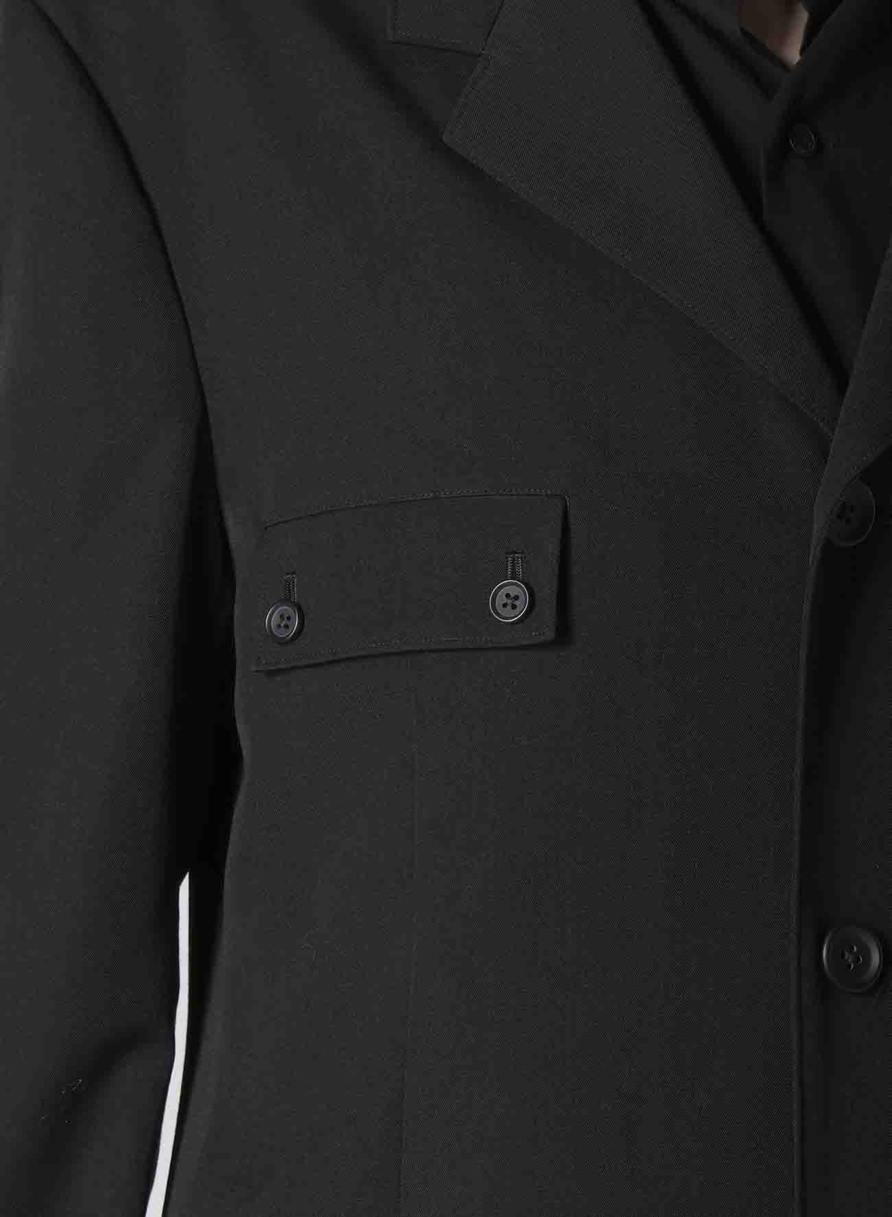 WOOL GABARDINE SLEEVE BUTTON DETACHABLE POCKET JACKET