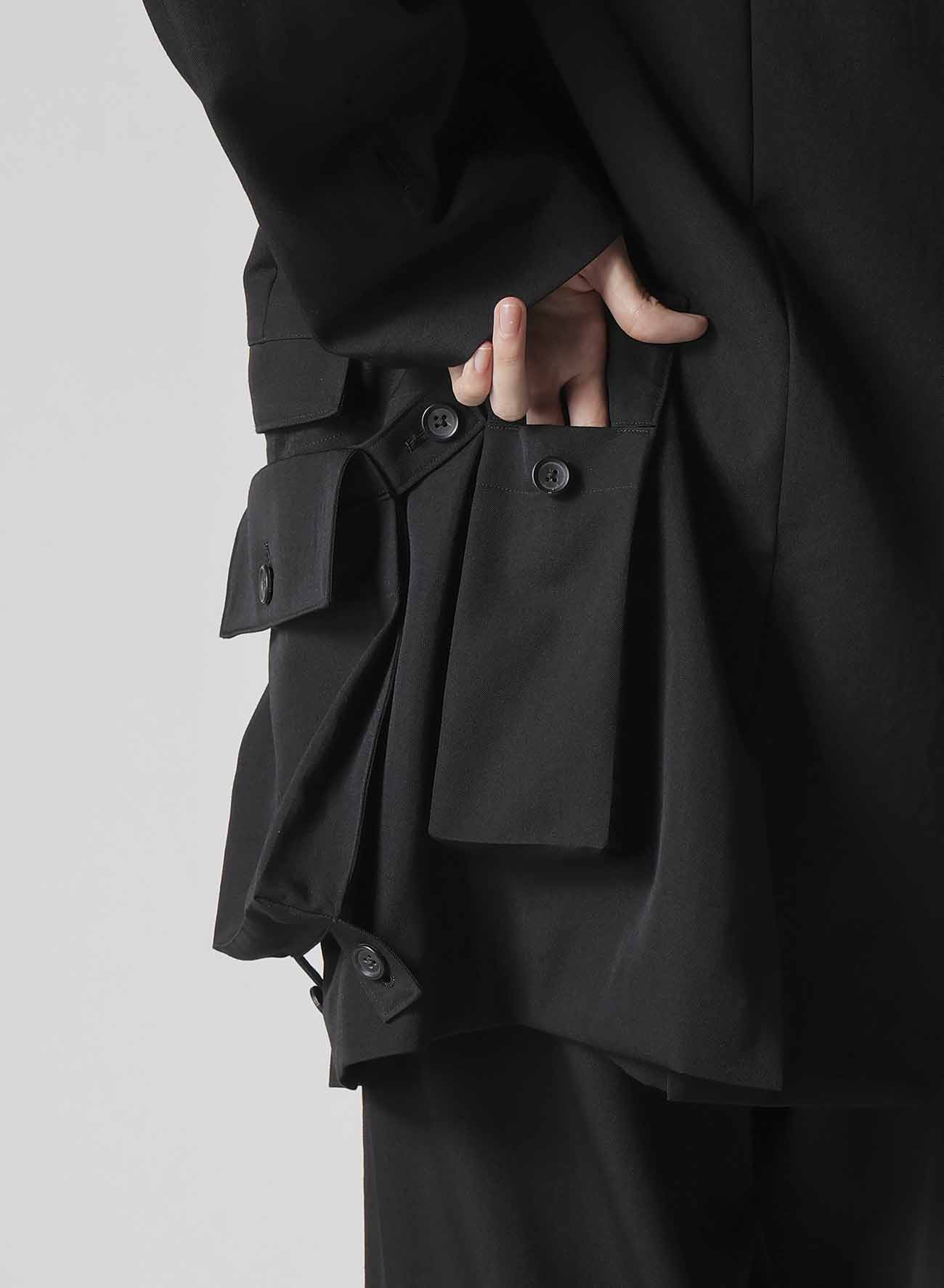 WOOL GABARDINE SLEEVE BUTTON DETTACHABLE POCKET JACKET