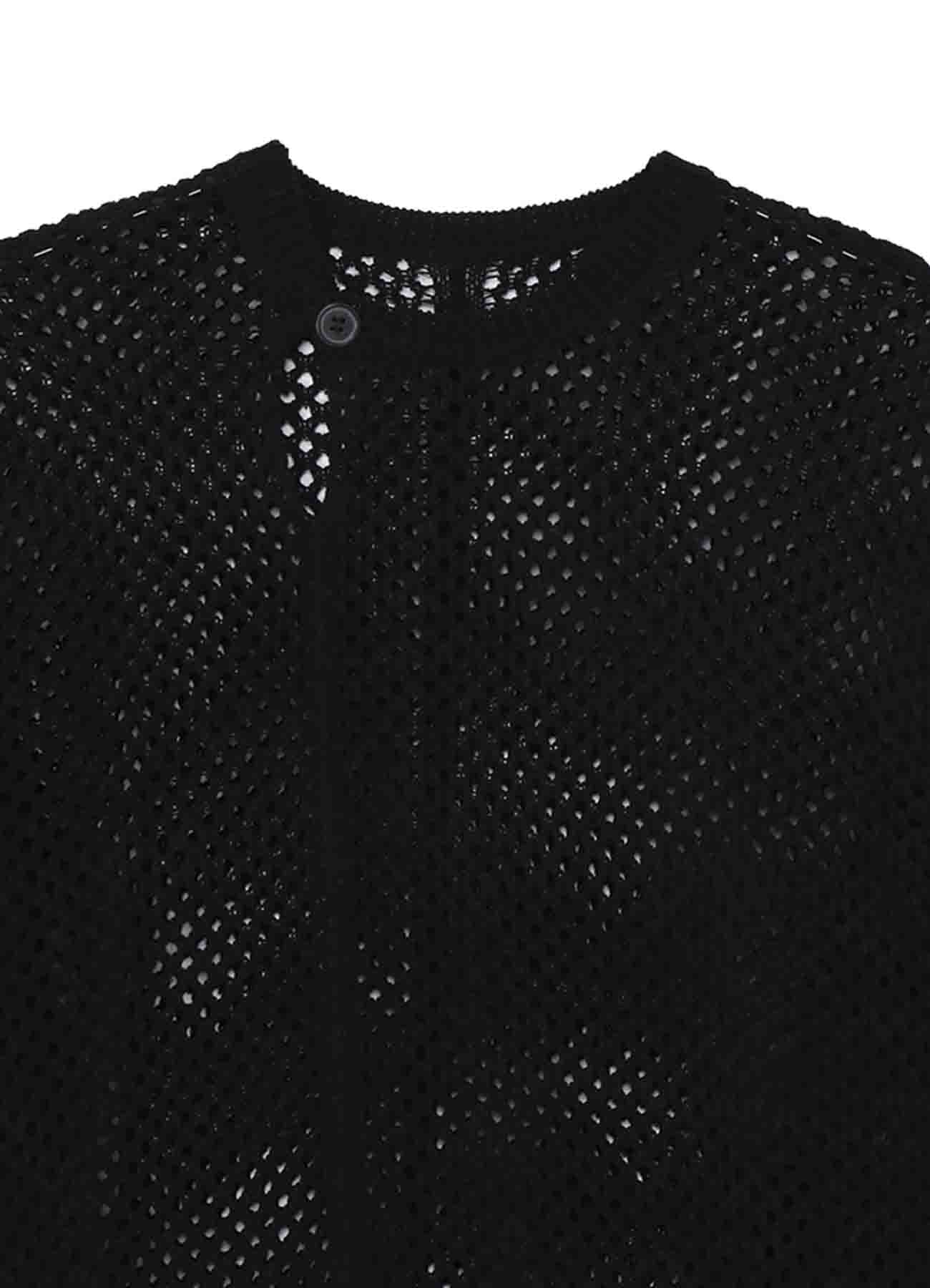 5G HEMMED PATTERN MESH PANEL PULLOVER