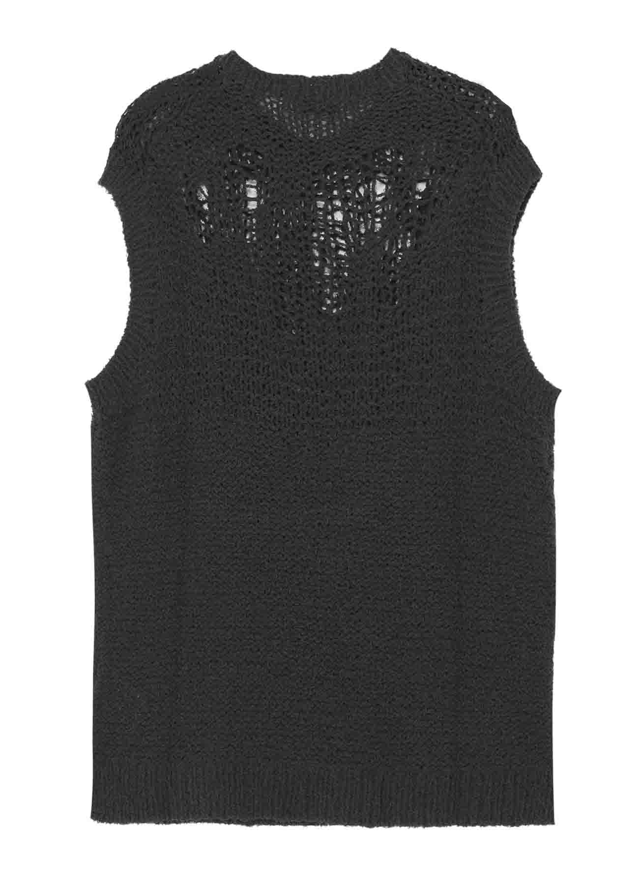 【Launching 10:00(JST), Jan 11】HAND KNITTED DAMAGE PROCESSED GARTER ROUND NECK VEST