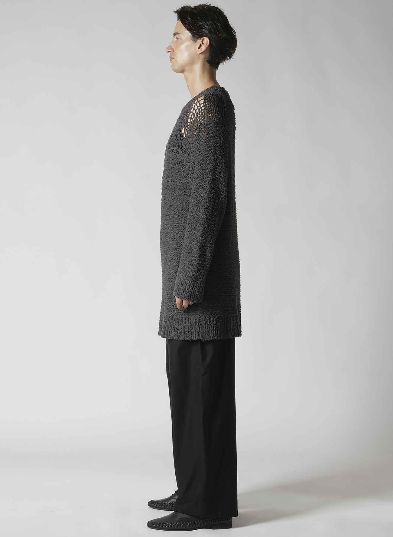 【Launching 10:00(JST), Jan 11】HAND KNITTED DAMAGE PROCESSED GARTER ROUND NECK LONG SLV